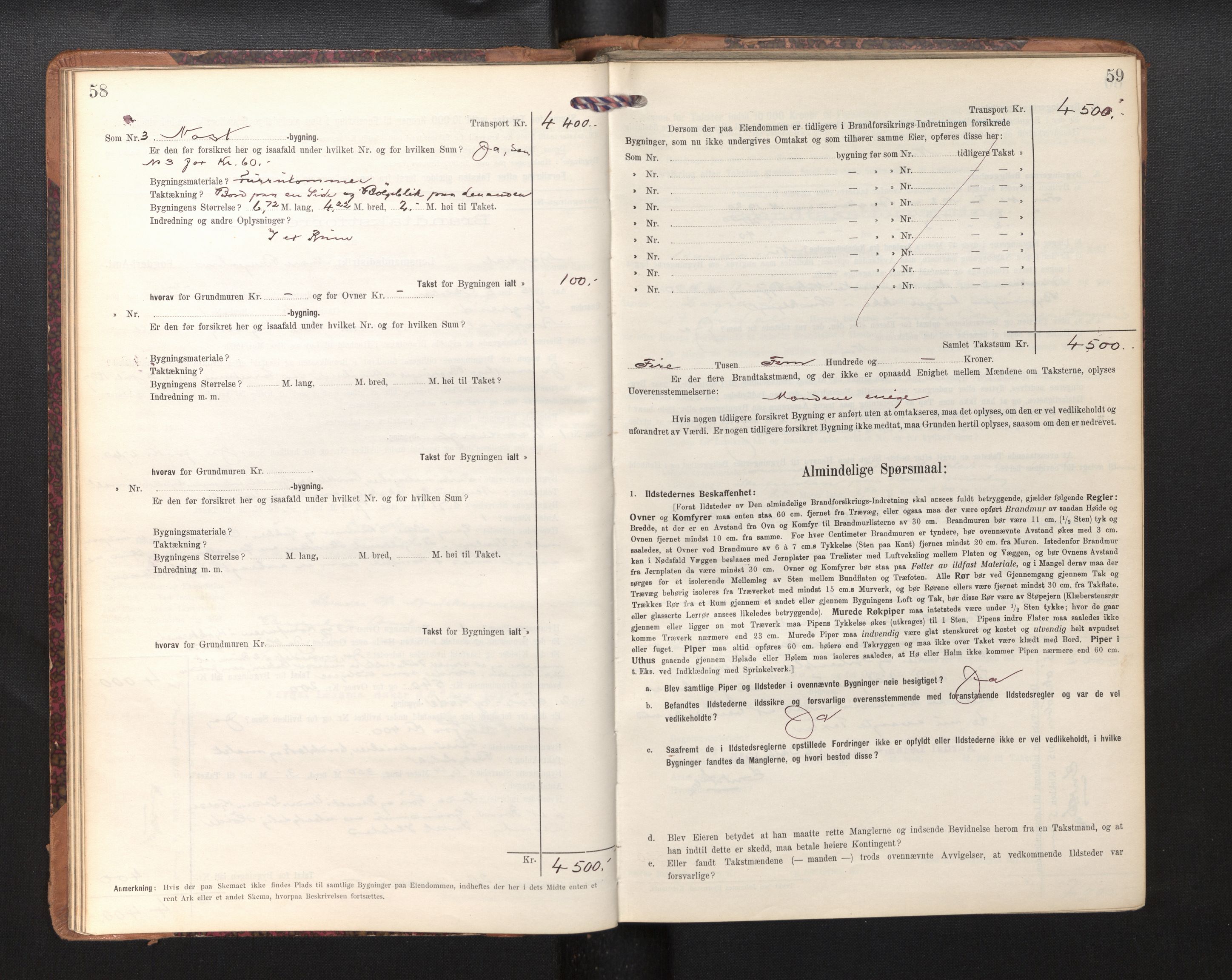 Lensmannen i Årdal, AV/SAB-A-30501/0012/L0009: Branntakstprotokoll, skjematakst, 1914-1926, p. 58-59