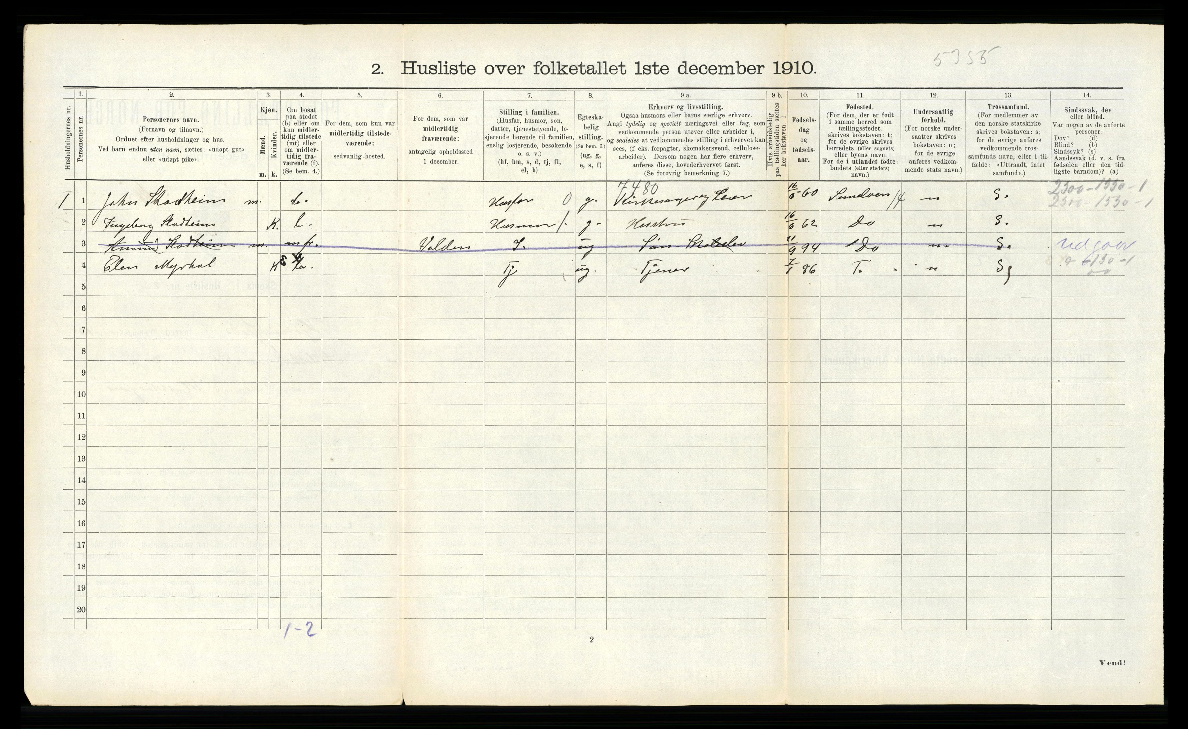 RA, 1910 census for Hjørundfjord, 1910, p. 487