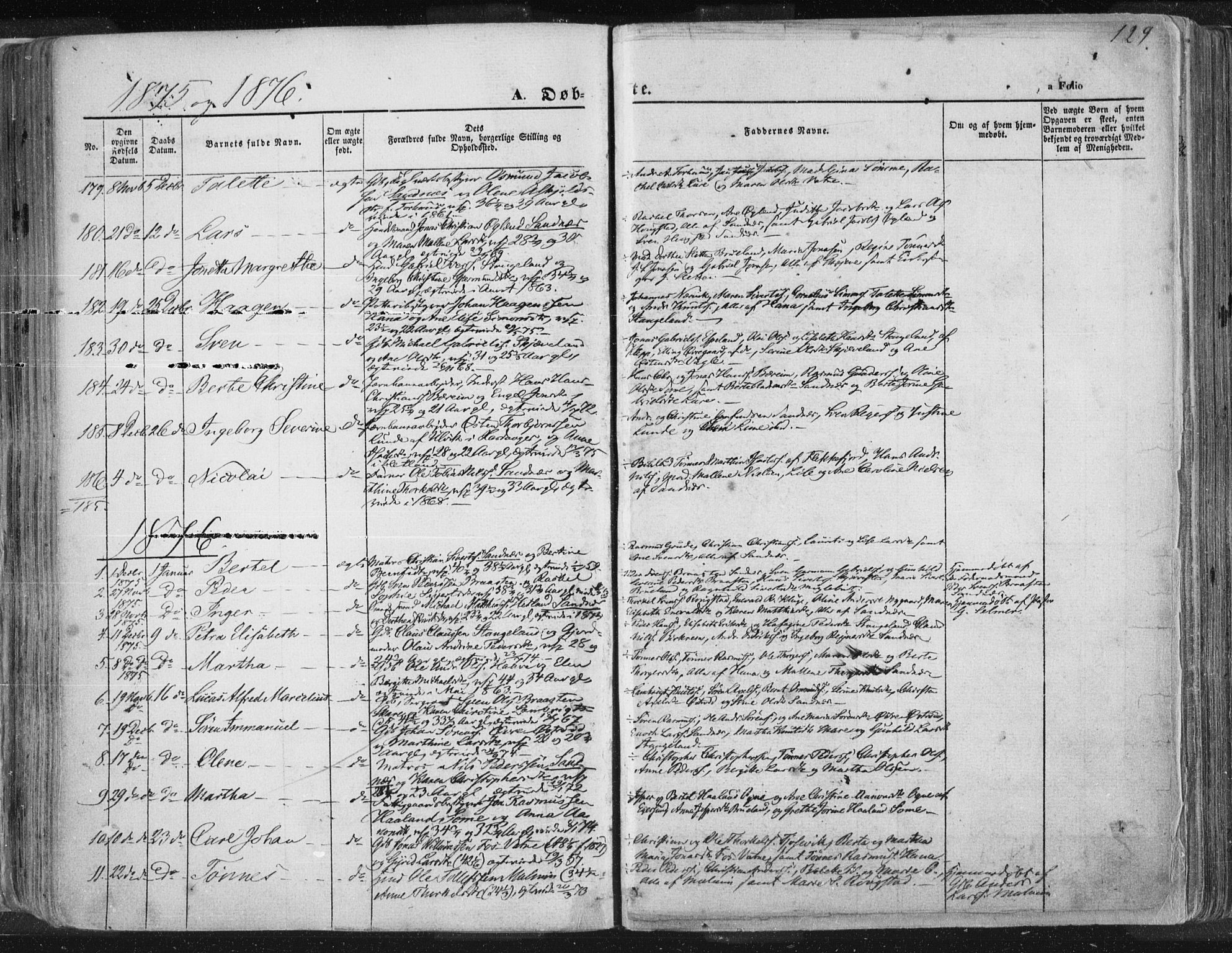 Høyland sokneprestkontor, AV/SAST-A-101799/001/30BA/L0010: Parish register (official) no. A 9.1, 1857-1877, p. 129