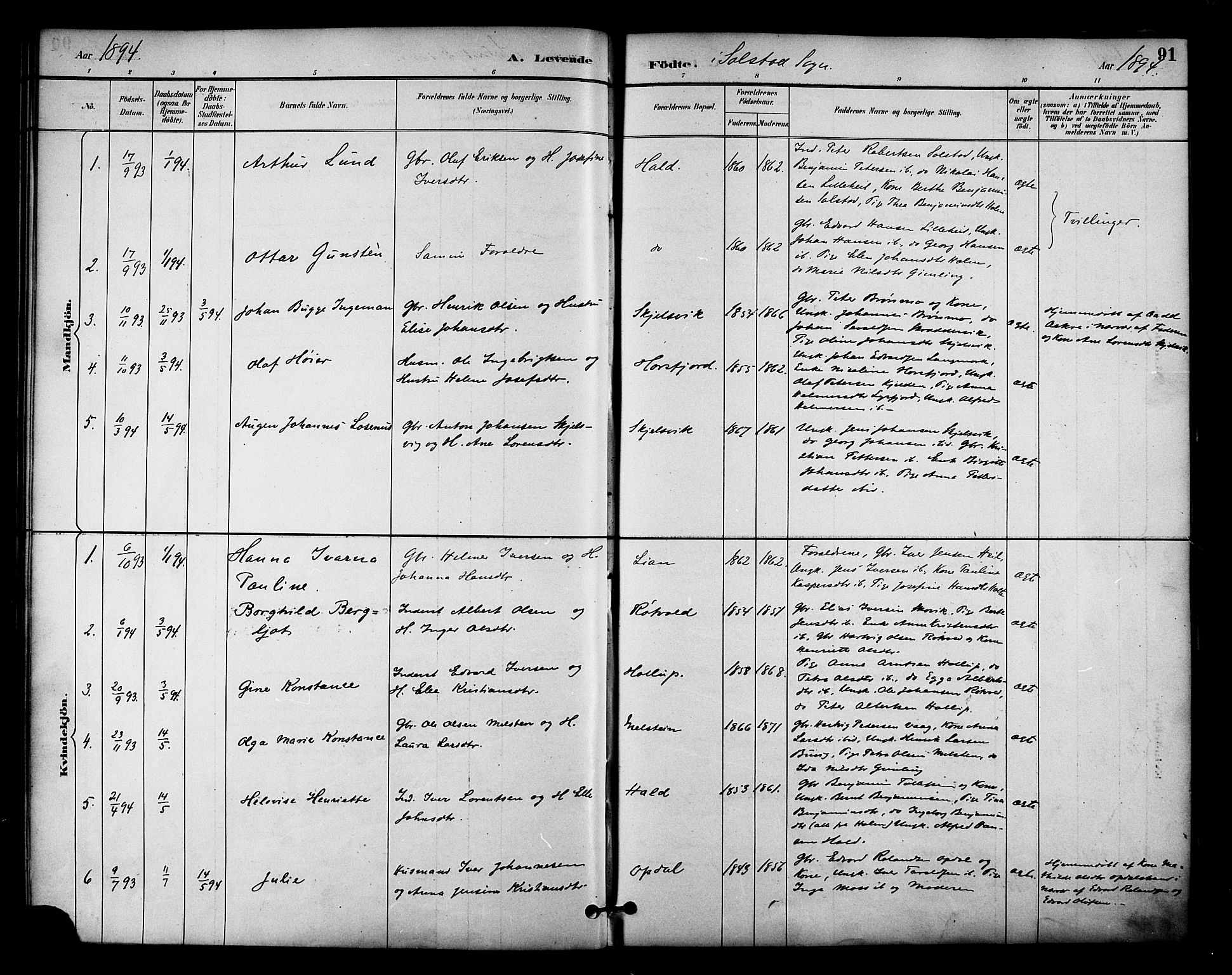 Ministerialprotokoller, klokkerbøker og fødselsregistre - Nordland, AV/SAT-A-1459/810/L0151: Parish register (official) no. 810A10 /2, 1885-1895, p. 91