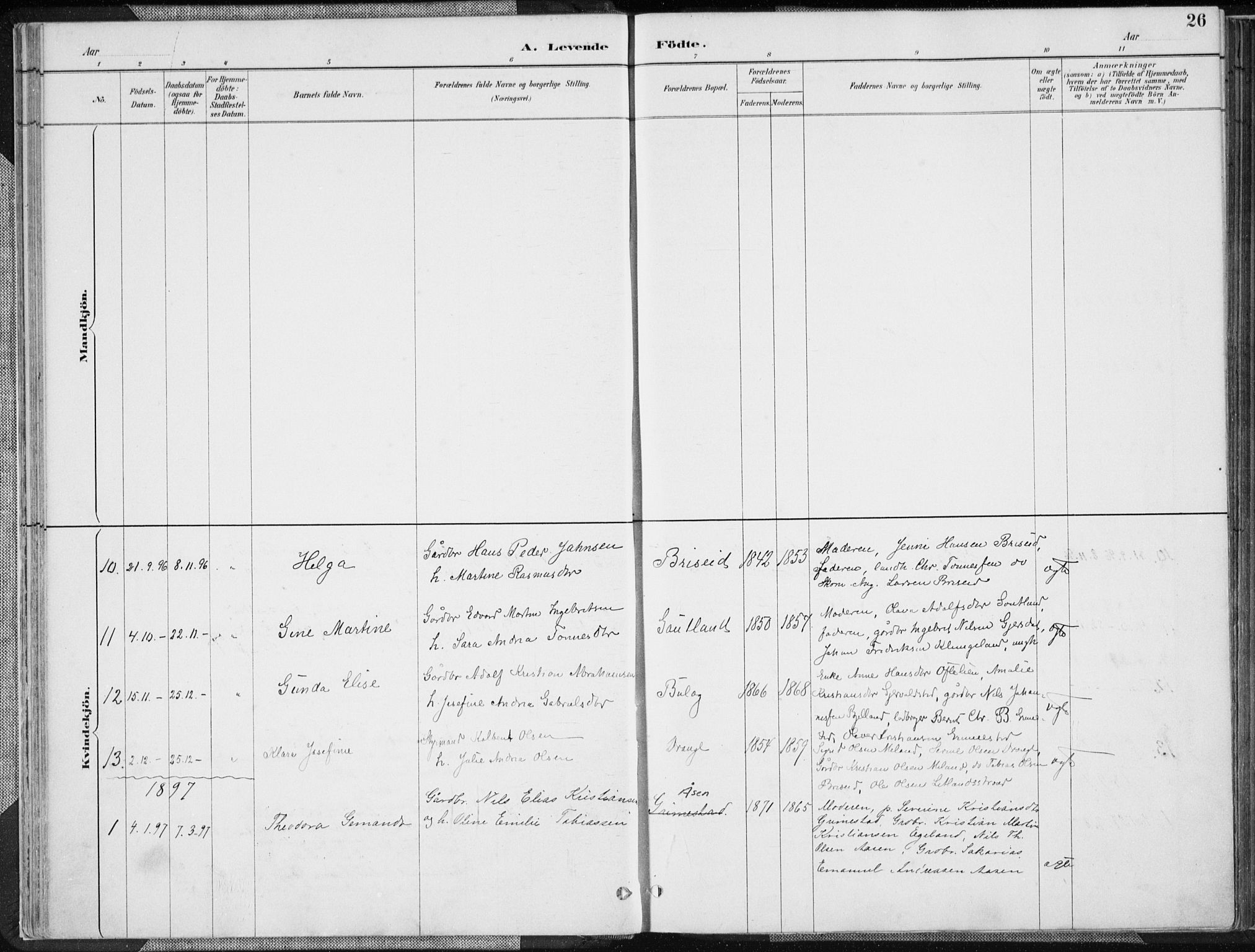 Herad sokneprestkontor, AV/SAK-1111-0018/F/Fa/Faa/L0006: Parish register (official) no. A 6, 1887-1907, p. 26