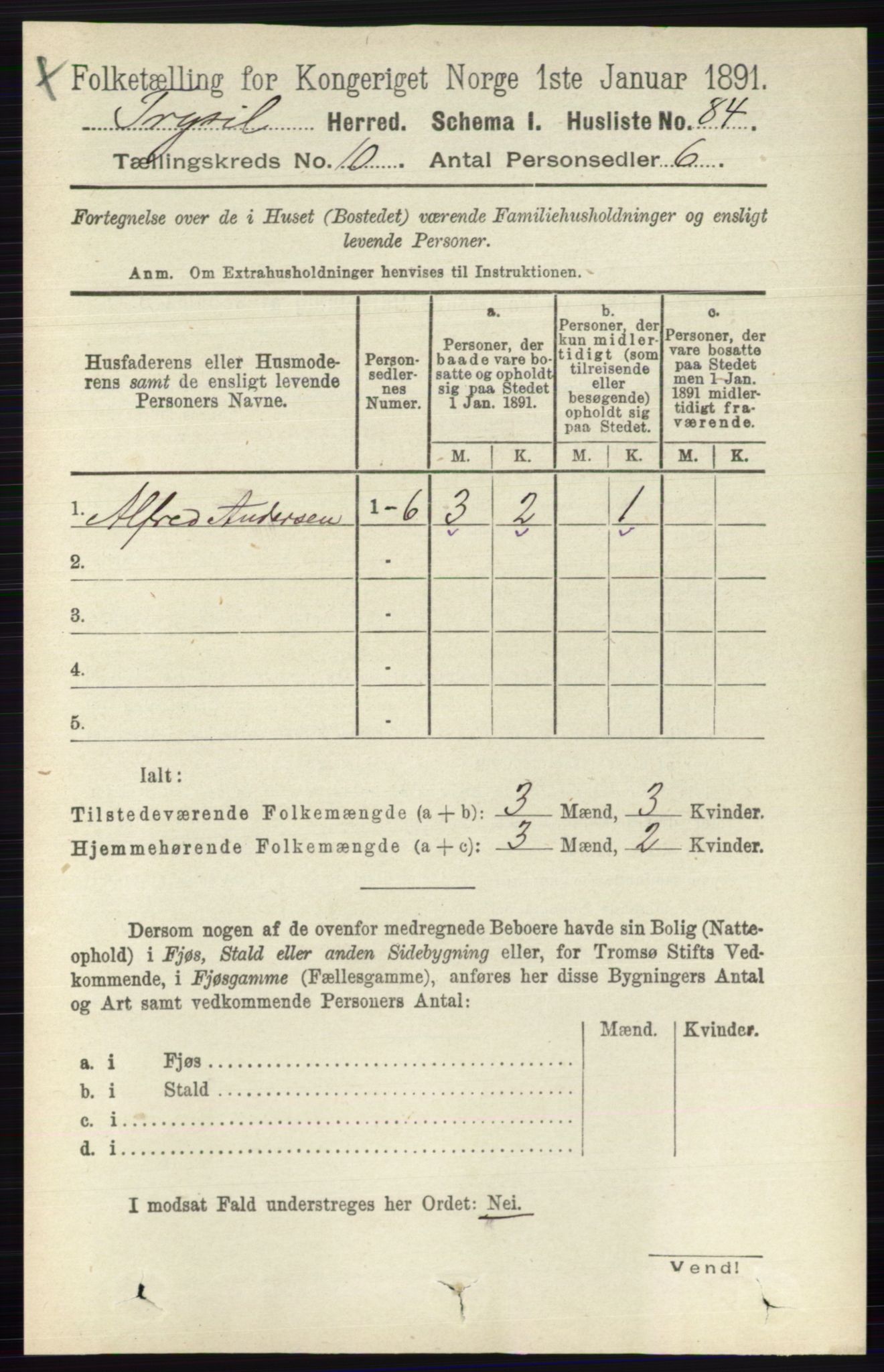 RA, 1891 census for 0428 Trysil, 1891, p. 4846