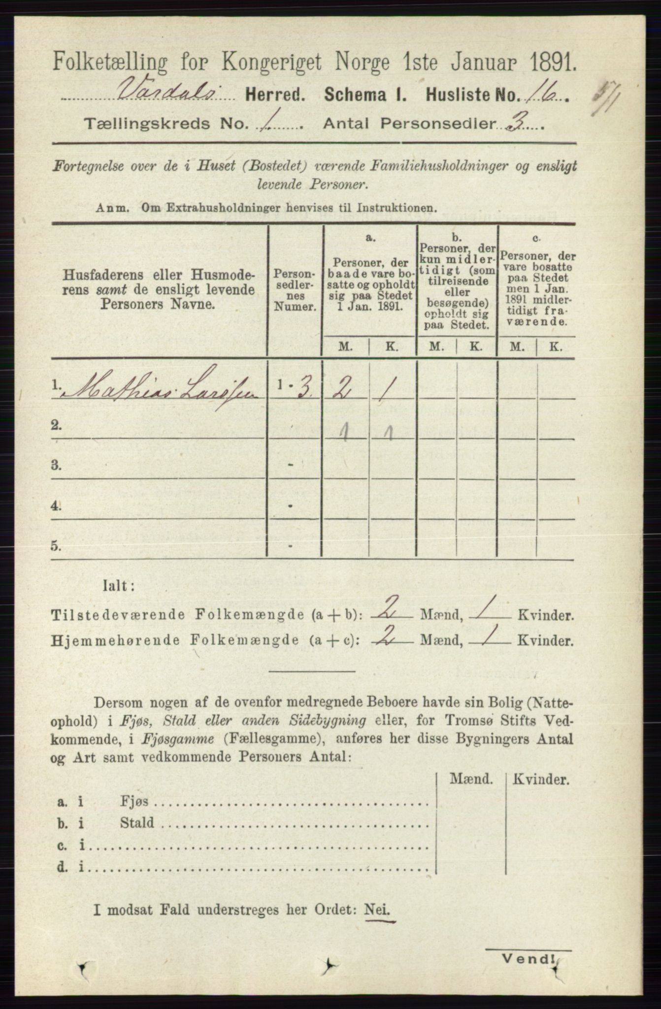 RA, 1891 census for 0527 Vardal, 1891, p. 40