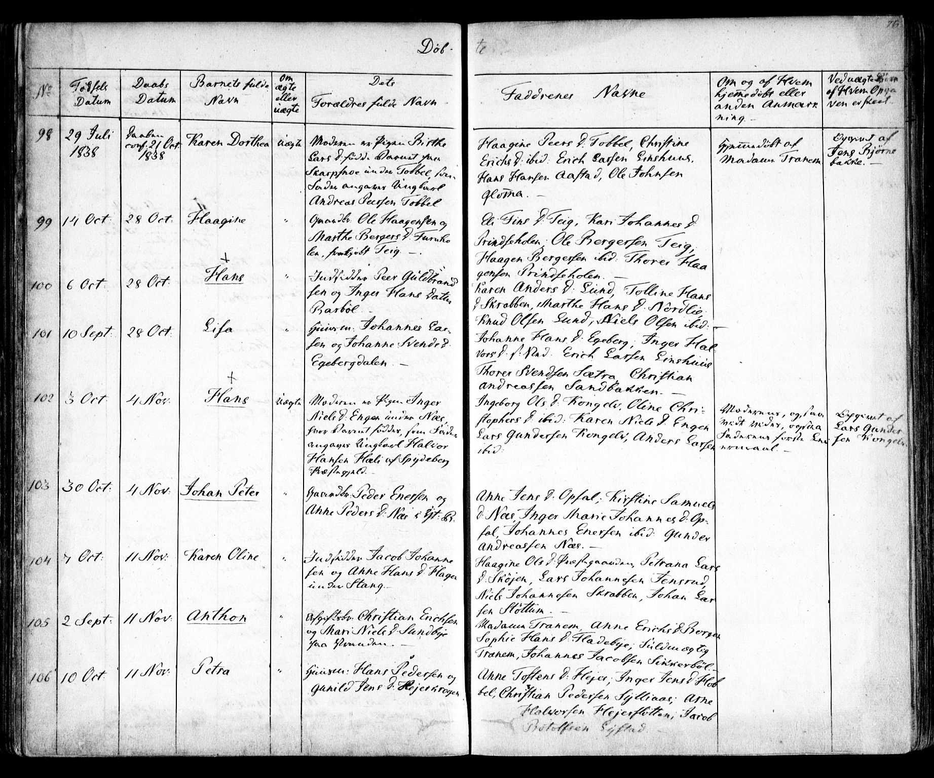 Enebakk prestekontor Kirkebøker, SAO/A-10171c/F/Fa/L0009: Parish register (official) no. I 9, 1832-1861, p. 76