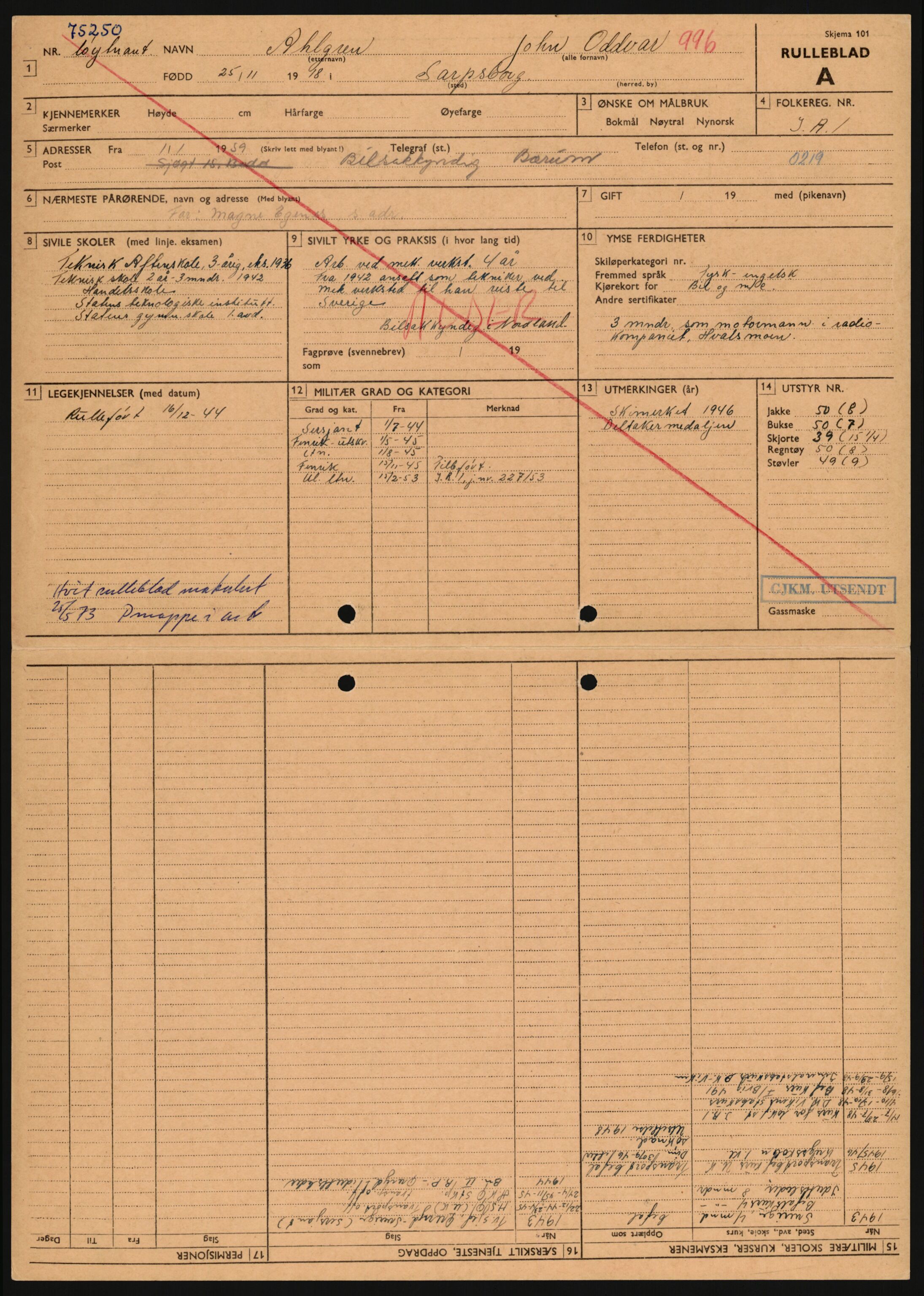 Forsvaret, Sør-Hålogaland landforsvar, AV/RA-RAFA-2552/P/Pa/L0303: Personellmapper for slettet personell, yrkesbefal og vernepliktig befal, født 1917-1920, 1936-1980, p. 257