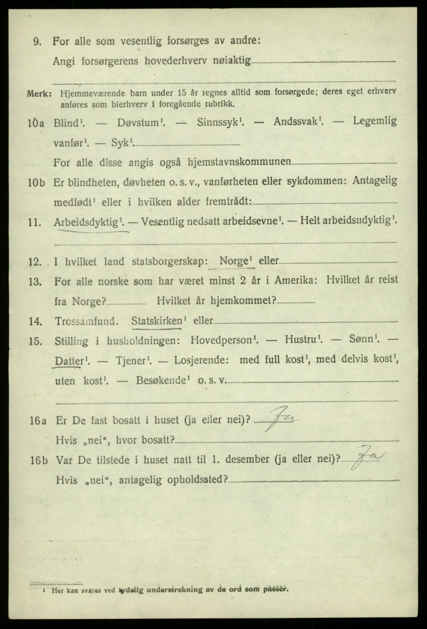 SAB, 1920 census for Jondal, 1920, p. 2497