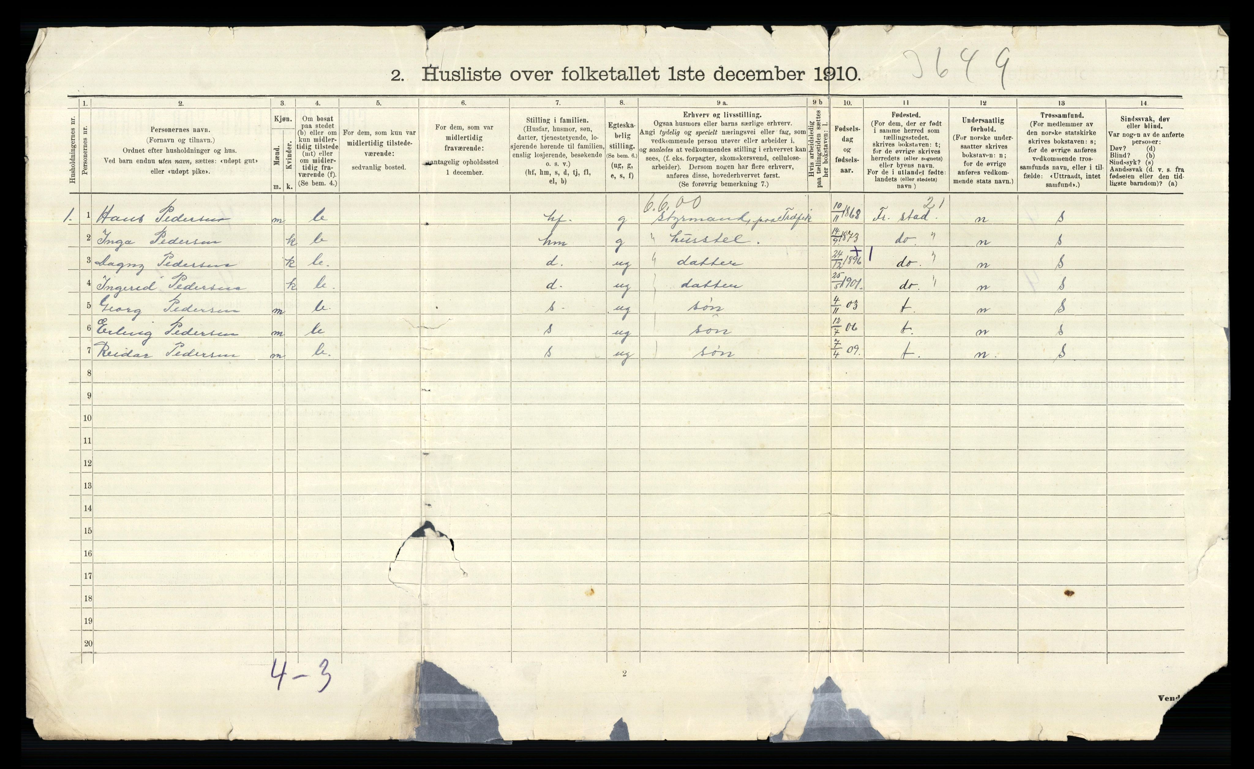 RA, 1910 census for Glemmen, 1910, p. 1591