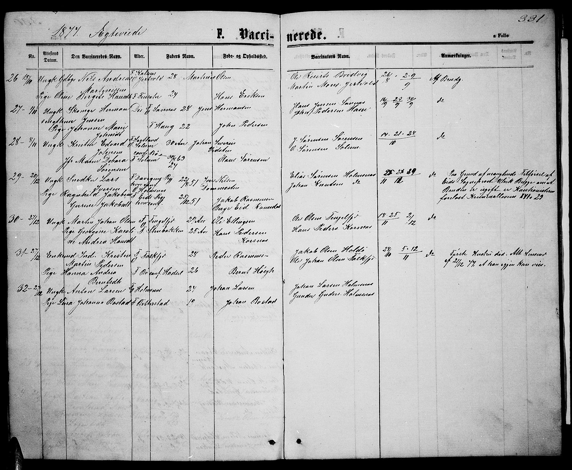 Ministerialprotokoller, klokkerbøker og fødselsregistre - Nordland, SAT/A-1459/888/L1266: Parish register (copy) no. 888C04, 1864-1877, p. 331
