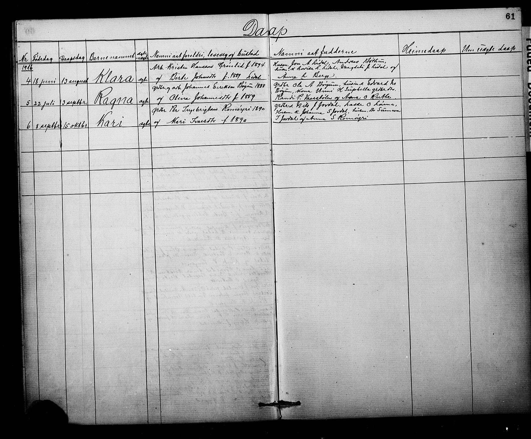 Balestrand sokneprestembete, AV/SAB-A-79601/H/Hab/Habb/L0001a: Parish register (copy) no. B 1a, 1880-1916, p. 61