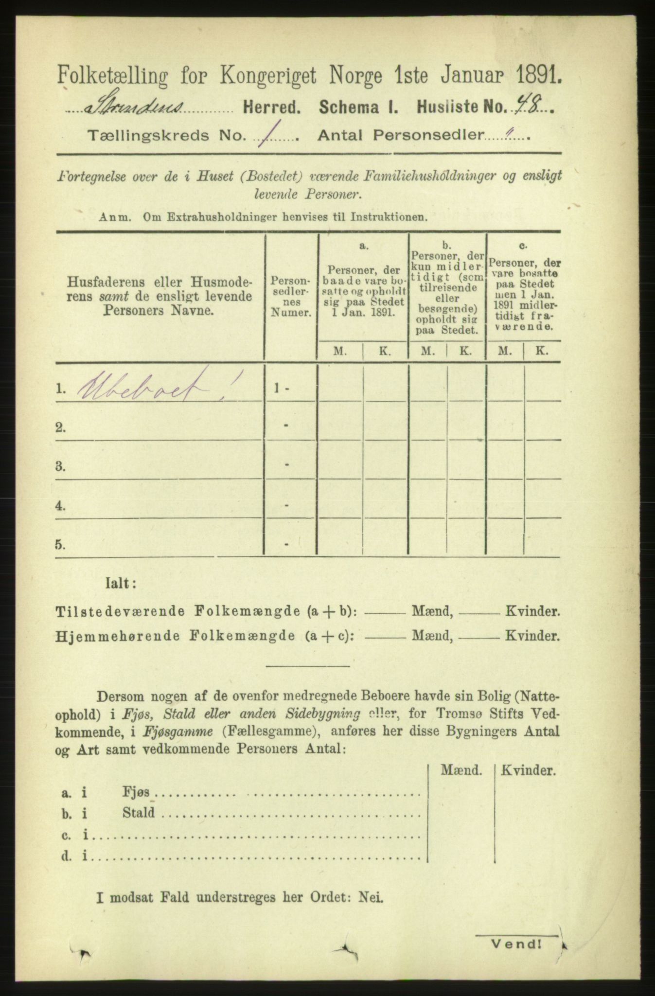 RA, 1891 census for 1660 Strinda, 1891, p. 94