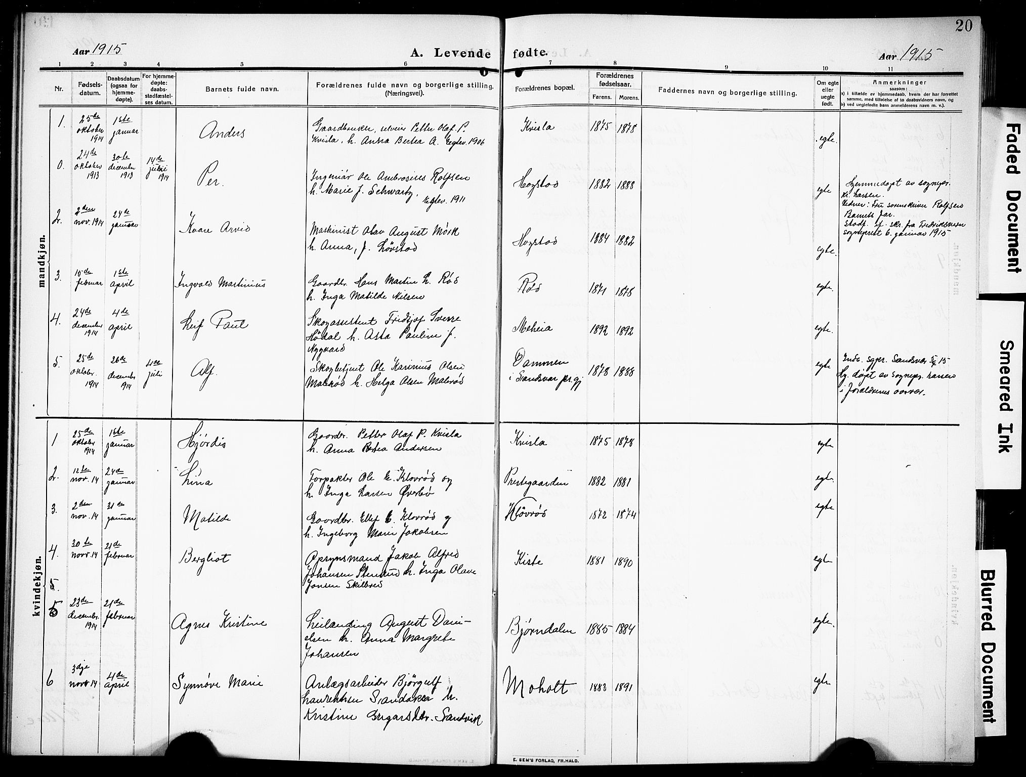 Siljan kirkebøker, AV/SAKO-A-300/G/Ga/L0003: Parish register (copy) no. 3, 1909-1927, p. 20