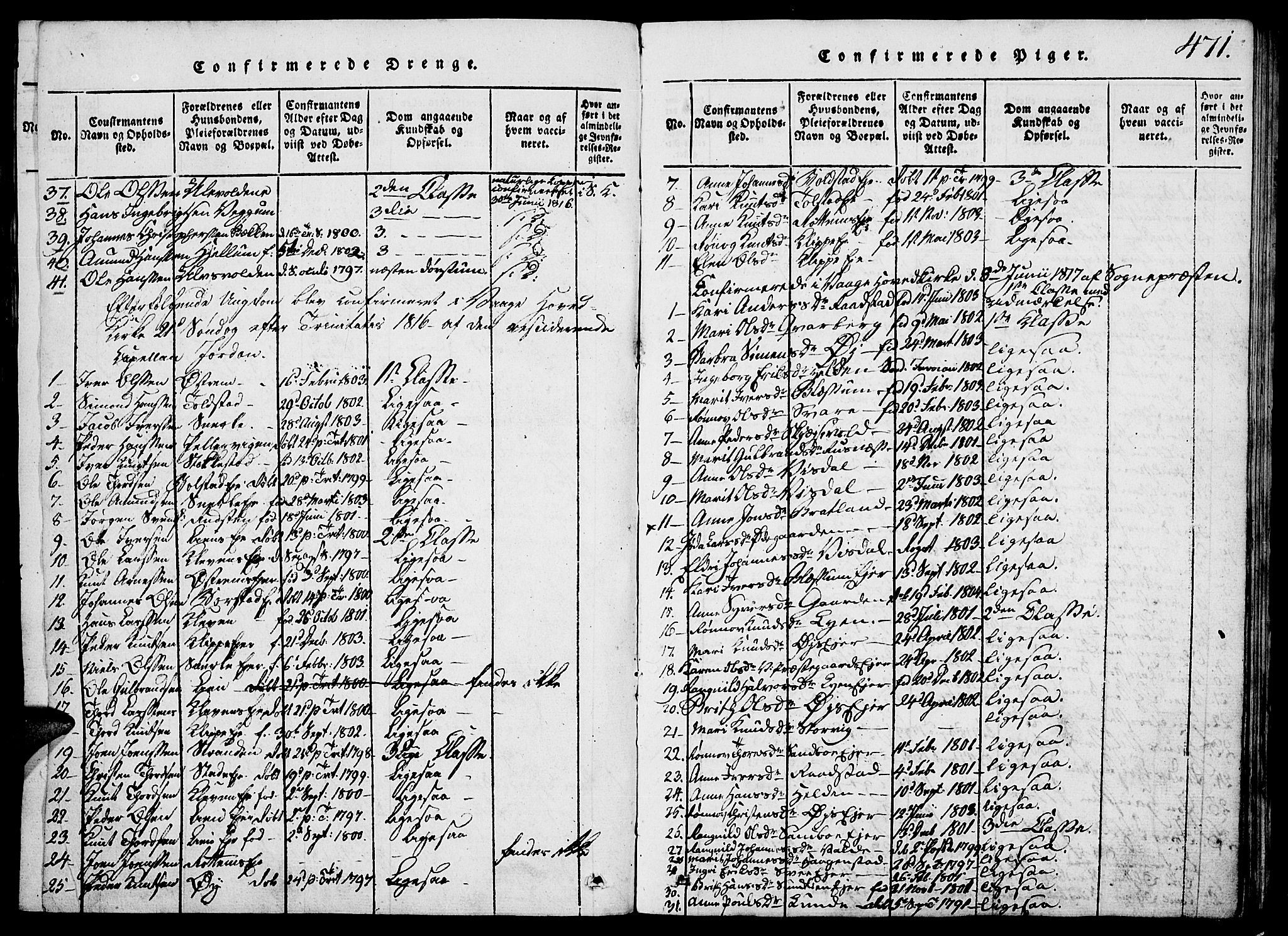 Vågå prestekontor, SAH/PREST-076/H/Ha/Hab/L0001: Parish register (copy) no. 1, 1815-1827, p. 470-471