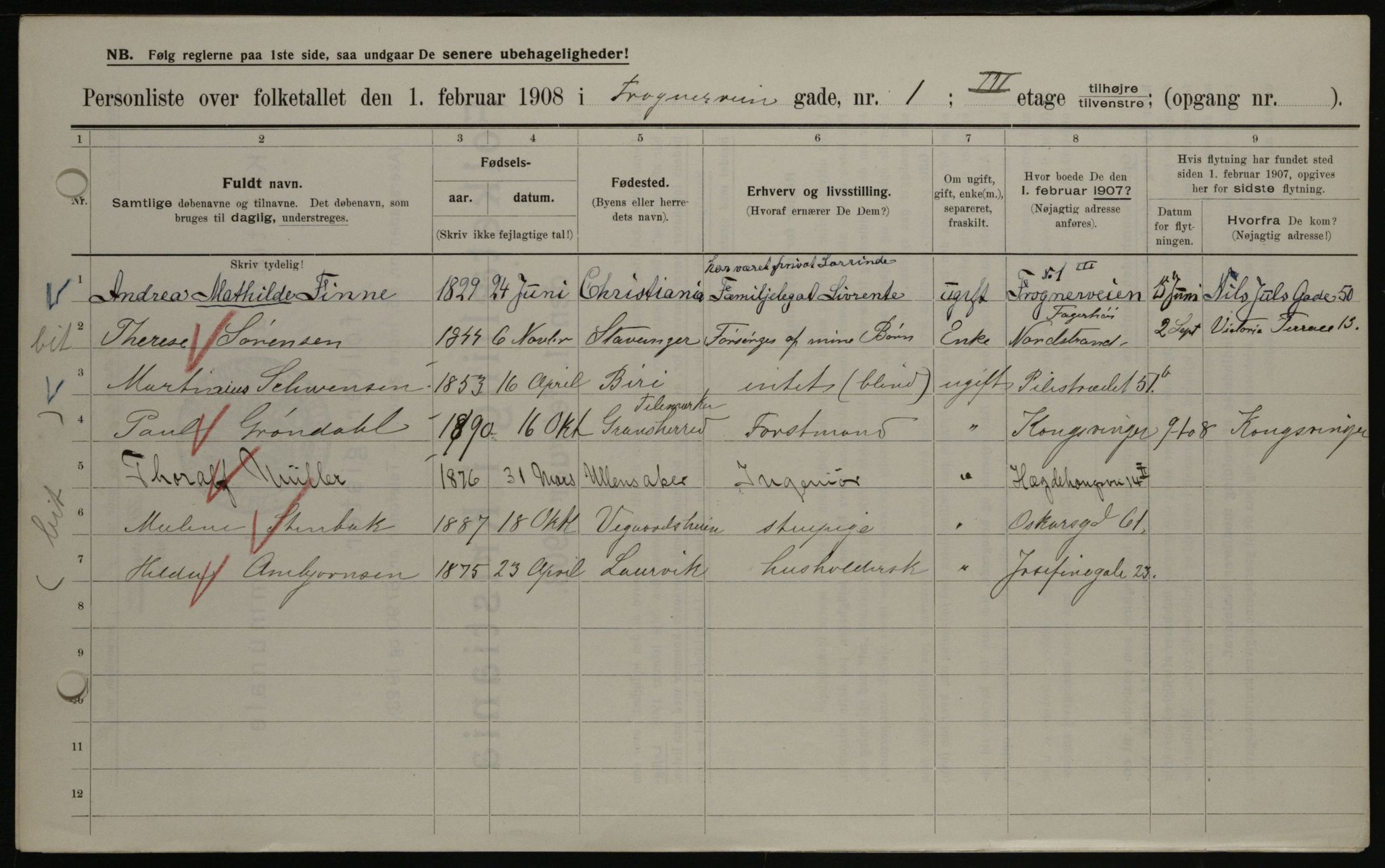 OBA, Municipal Census 1908 for Kristiania, 1908, p. 24425