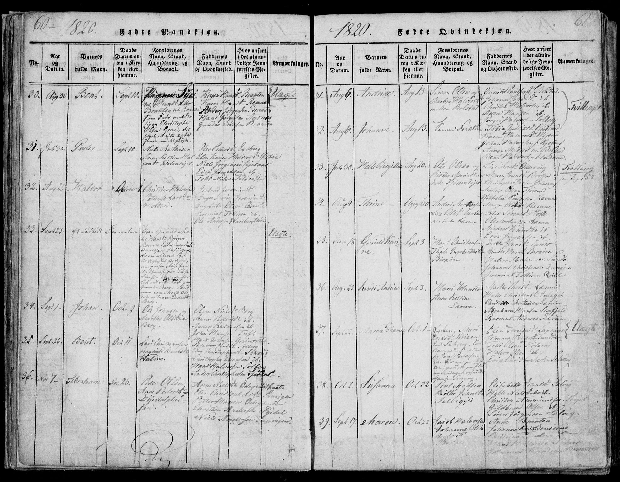Sande Kirkebøker, SAKO/A-53/F/Fa/L0003: Parish register (official) no. 3, 1814-1847, p. 60-61