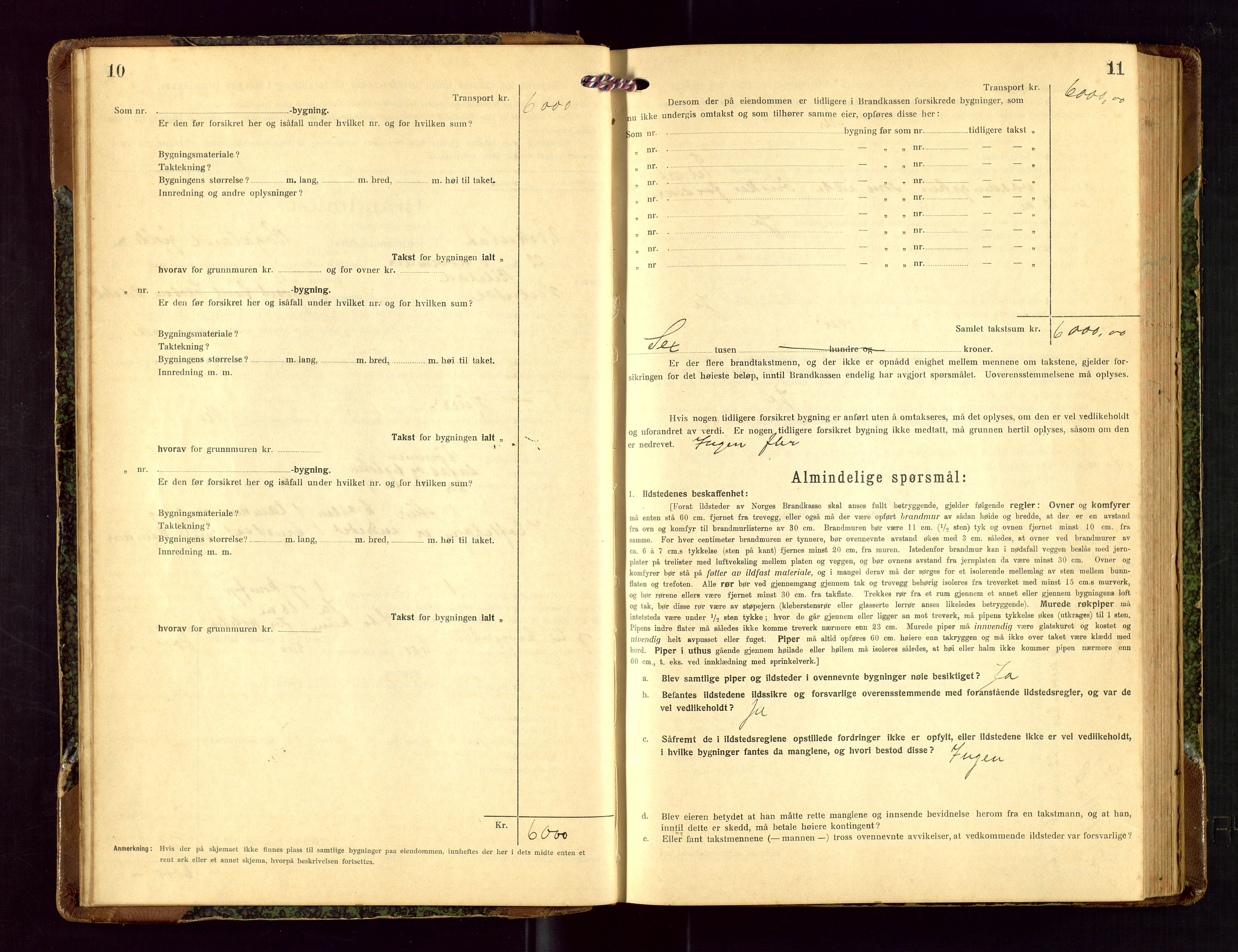 Heskestad lensmannskontor, SAST/A-100304/Gob/L0003: "Brandtakstprotokoll", 1922-1934, p. 10-11