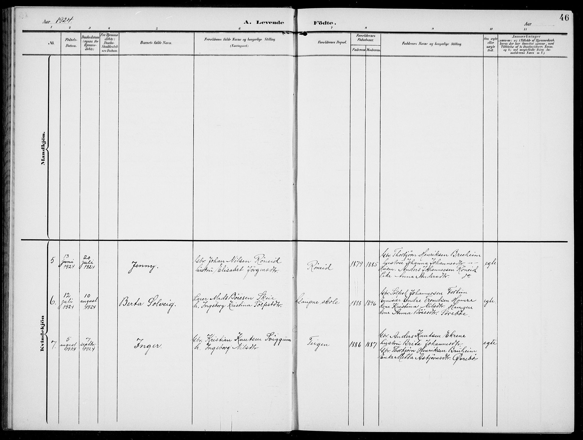 Jostedal sokneprestembete, SAB/A-80601/H/Hab/Habc/L0001: Parish register (copy) no. C 1, 1903-1939, p. 46