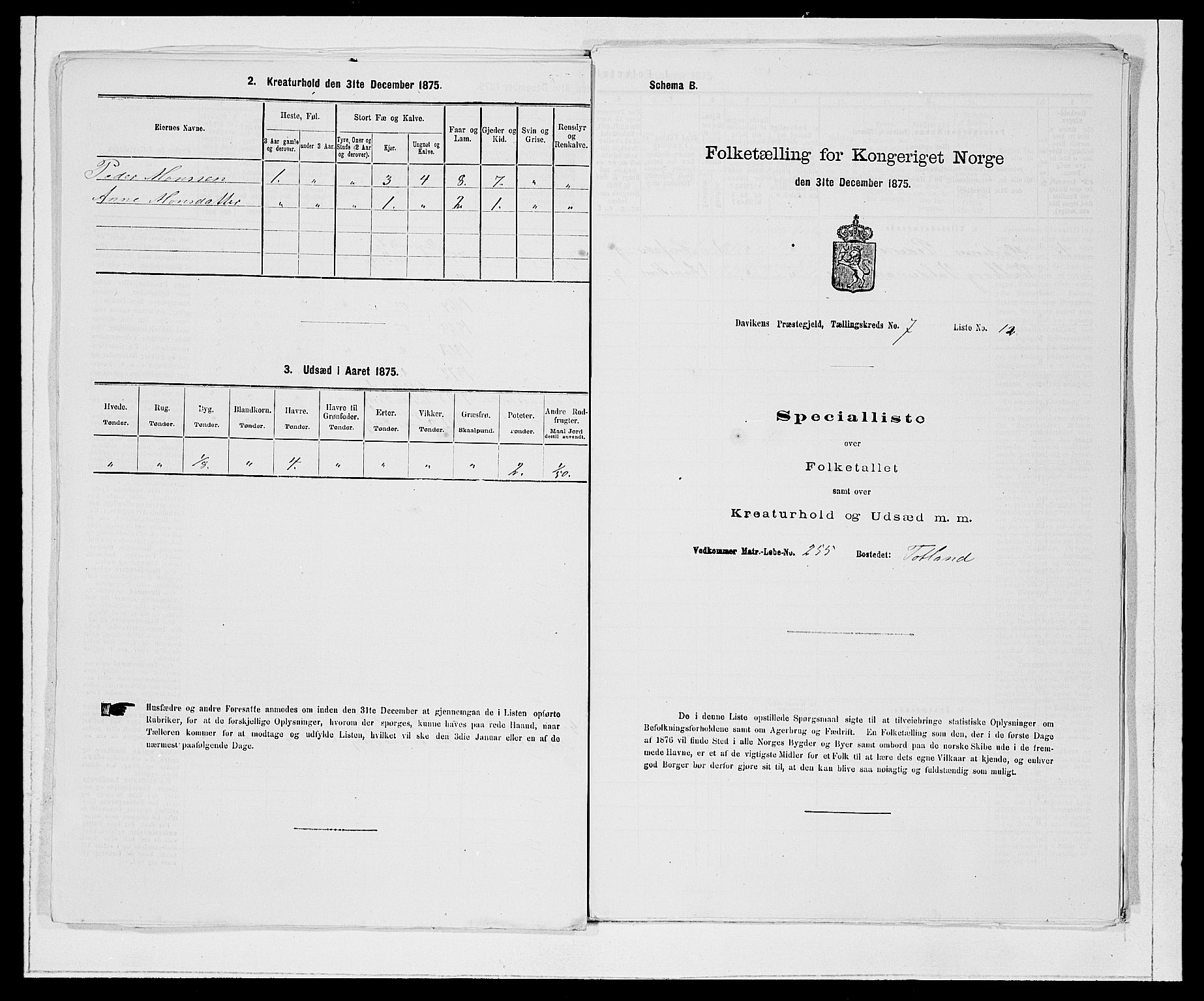 SAB, 1875 Census for 1442P Davik, 1875, p. 901