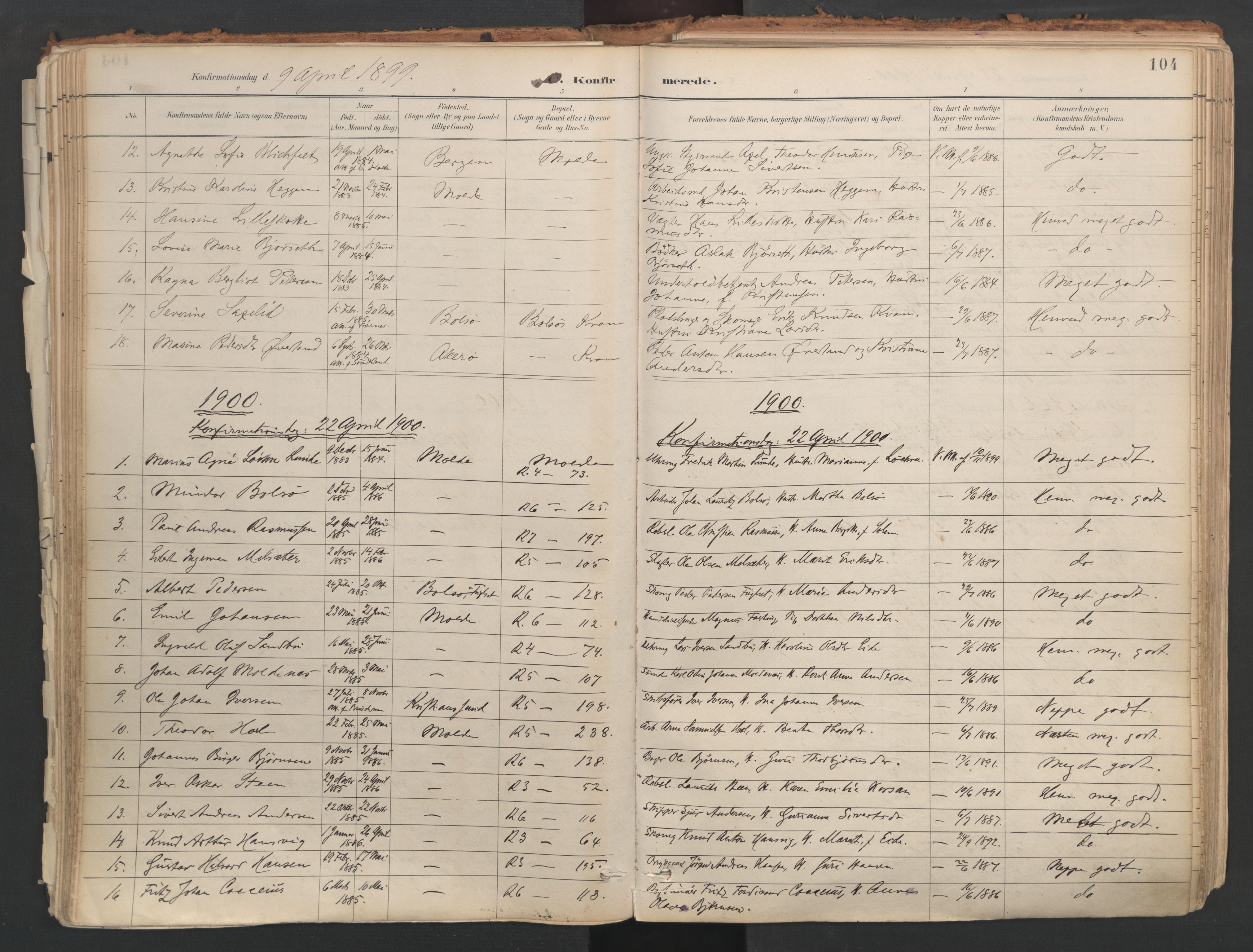 Ministerialprotokoller, klokkerbøker og fødselsregistre - Møre og Romsdal, AV/SAT-A-1454/558/L0692: Parish register (official) no. 558A06, 1887-1971, p. 104