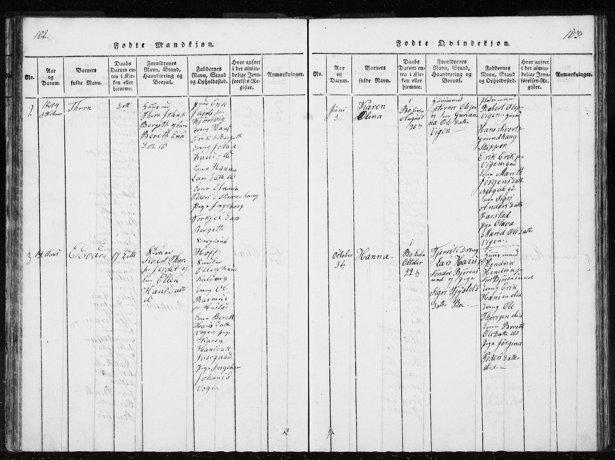 Ministerialprotokoller, klokkerbøker og fødselsregistre - Møre og Romsdal, AV/SAT-A-1454/566/L0772: Parish register (copy) no. 566C01, 1818-1845, p. 102-103