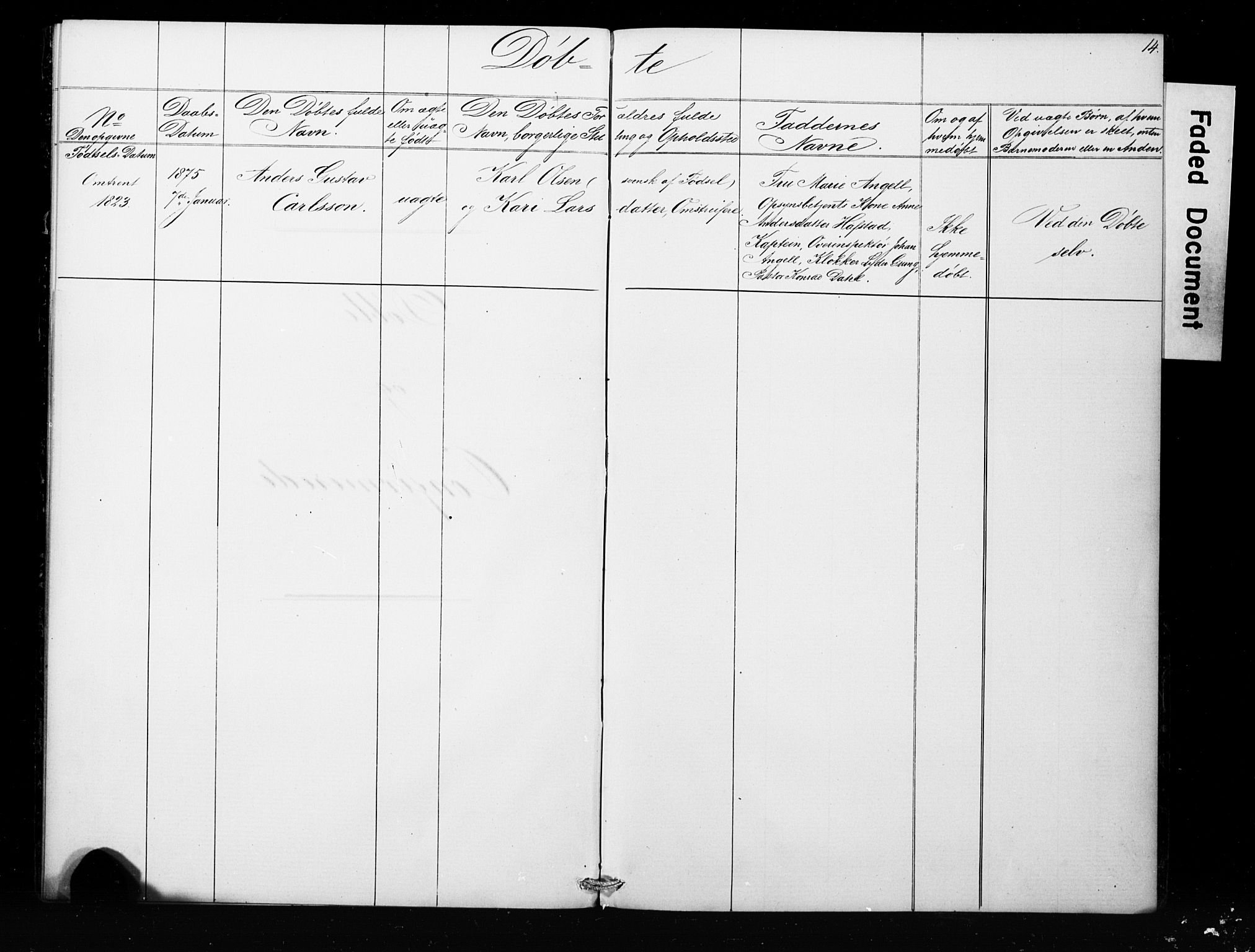 Bergens straffeanstalt, SAB/A-100323: Parish register (copy) no. A 1, 1874-1884, p. 14