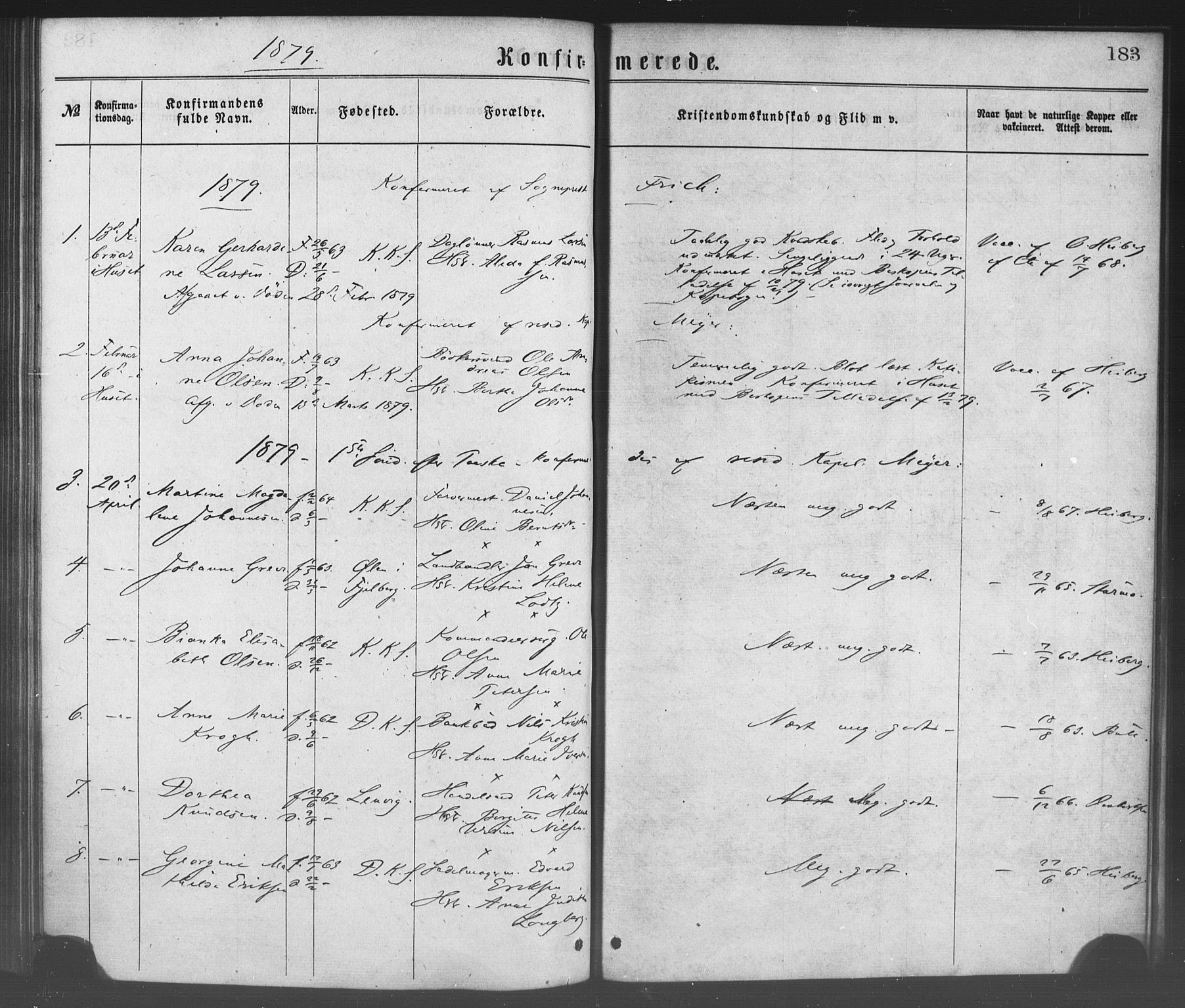 Korskirken sokneprestembete, SAB/A-76101/H/Haa/L0028: Parish register (official) no. C 4, 1868-1879, p. 183