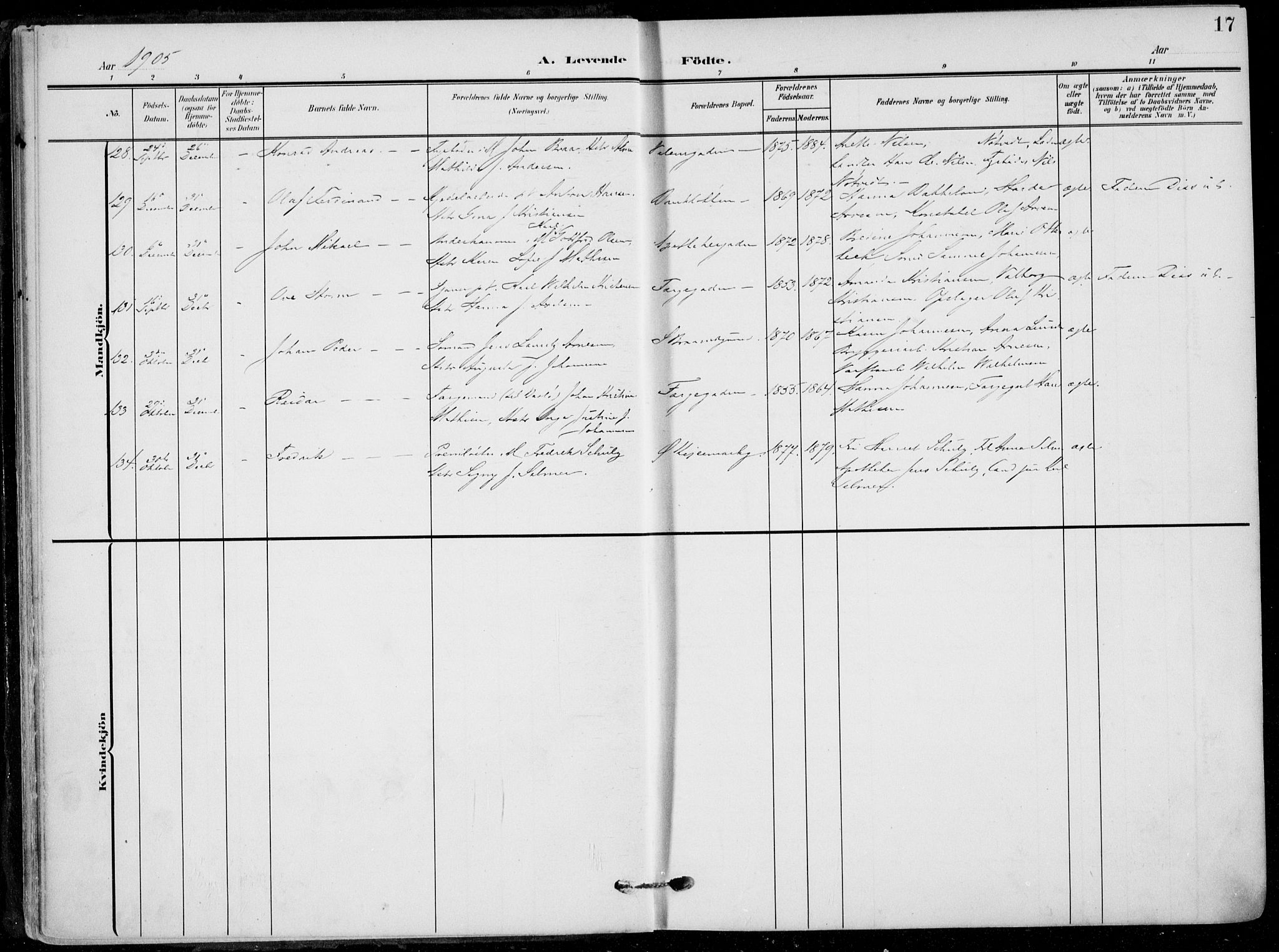 Horten kirkebøker, AV/SAKO-A-348/F/Fa/L0006: Parish register (official) no. 6, 1905-1912, p. 17