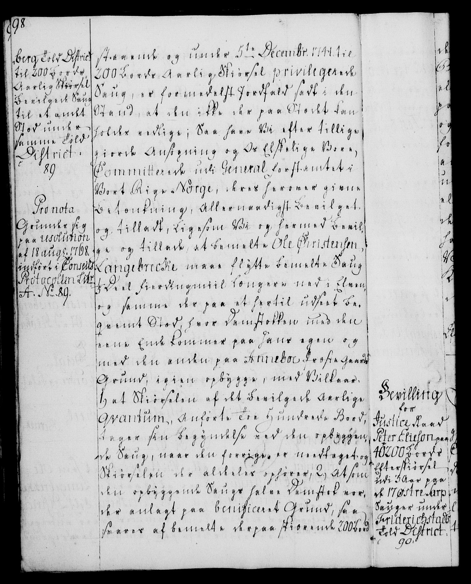 Rentekammeret, Kammerkanselliet, AV/RA-EA-3111/G/Gg/Gga/L0008: Norsk ekspedisjonsprotokoll med register (merket RK 53.8), 1768-1771, p. 98