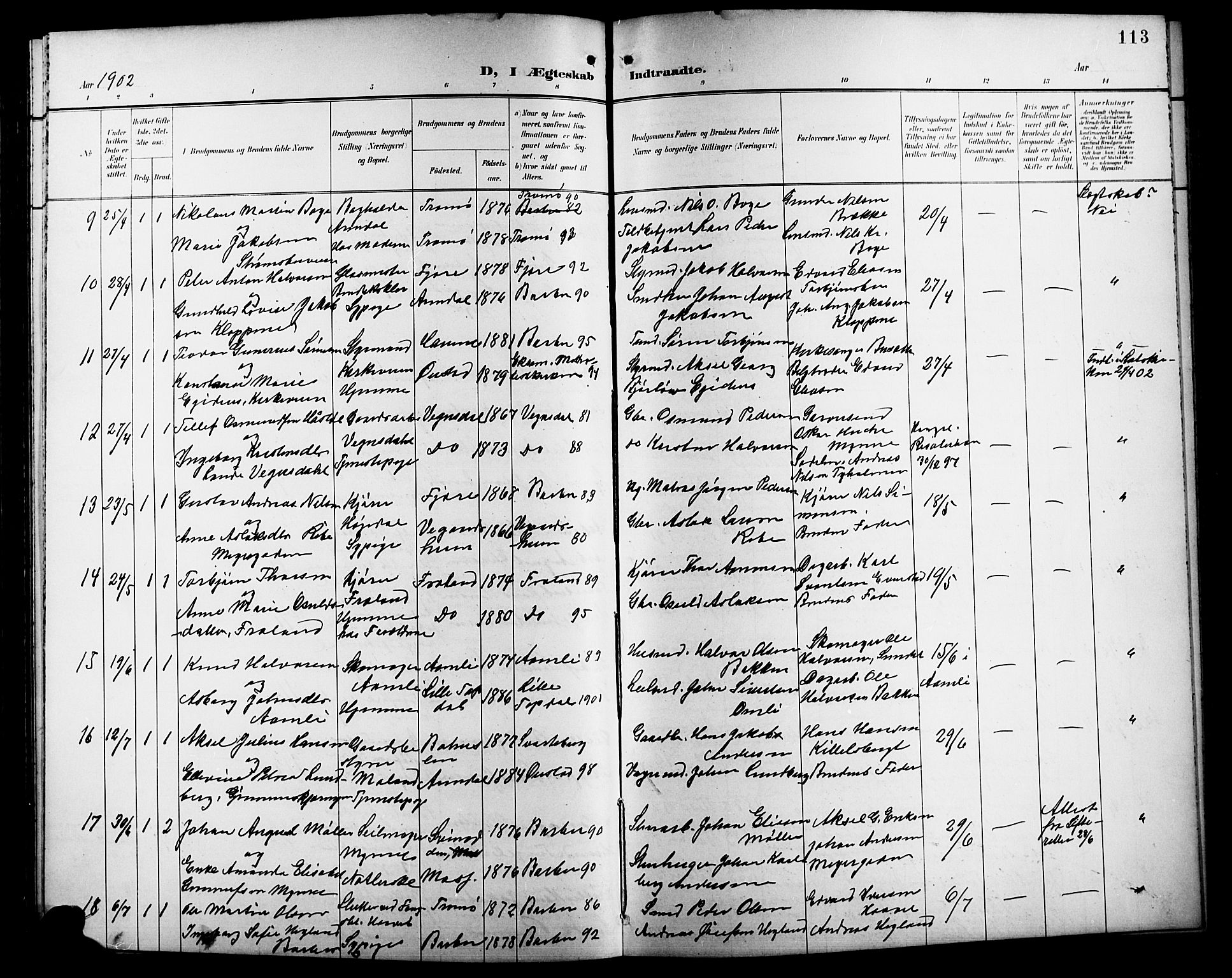 Barbu sokneprestkontor, AV/SAK-1111-0003/F/Fb/L0003: Parish register (copy) no. B 3, 1897-1911, p. 113