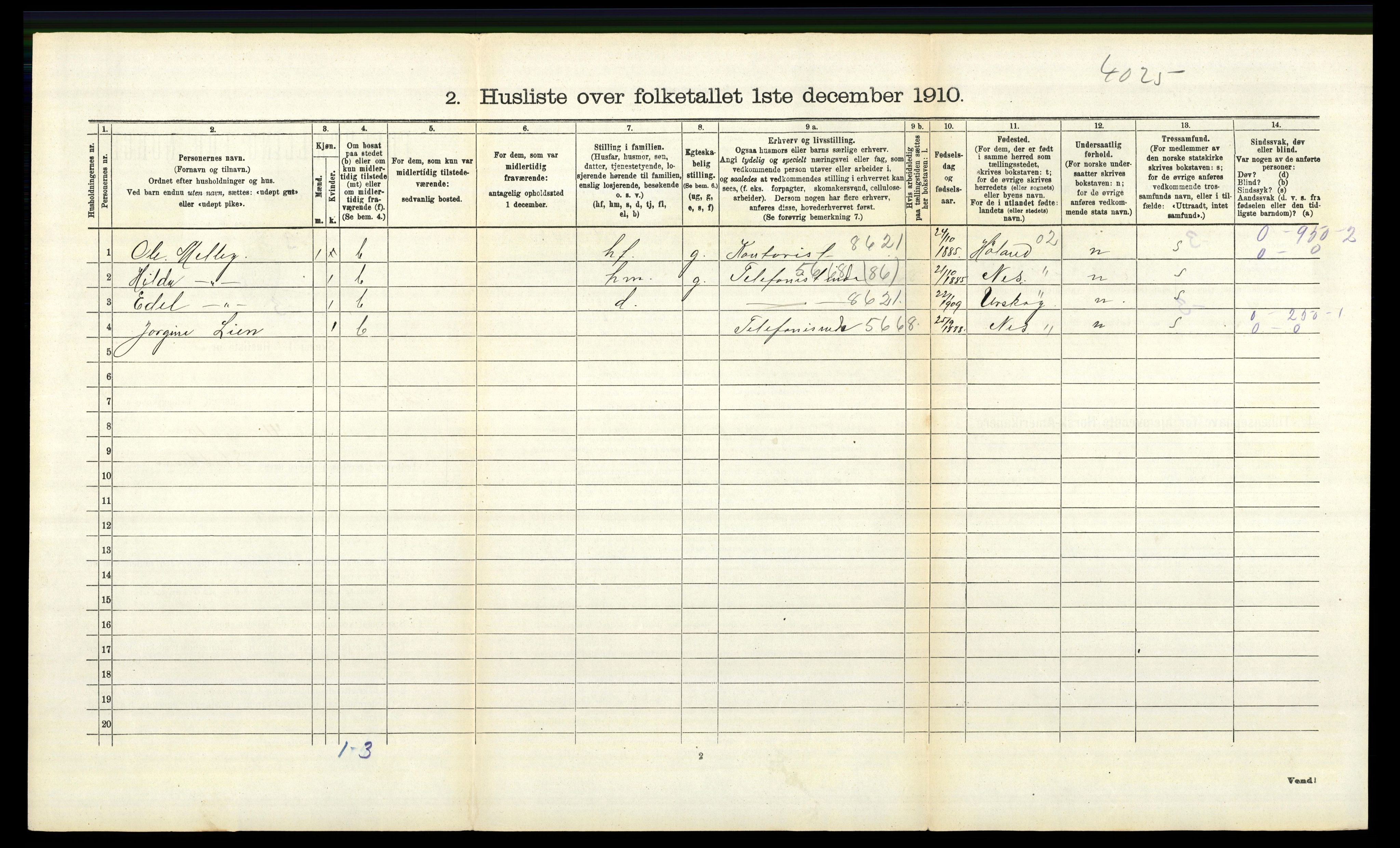 RA, 1910 census for Sørum, 1910, p. 420