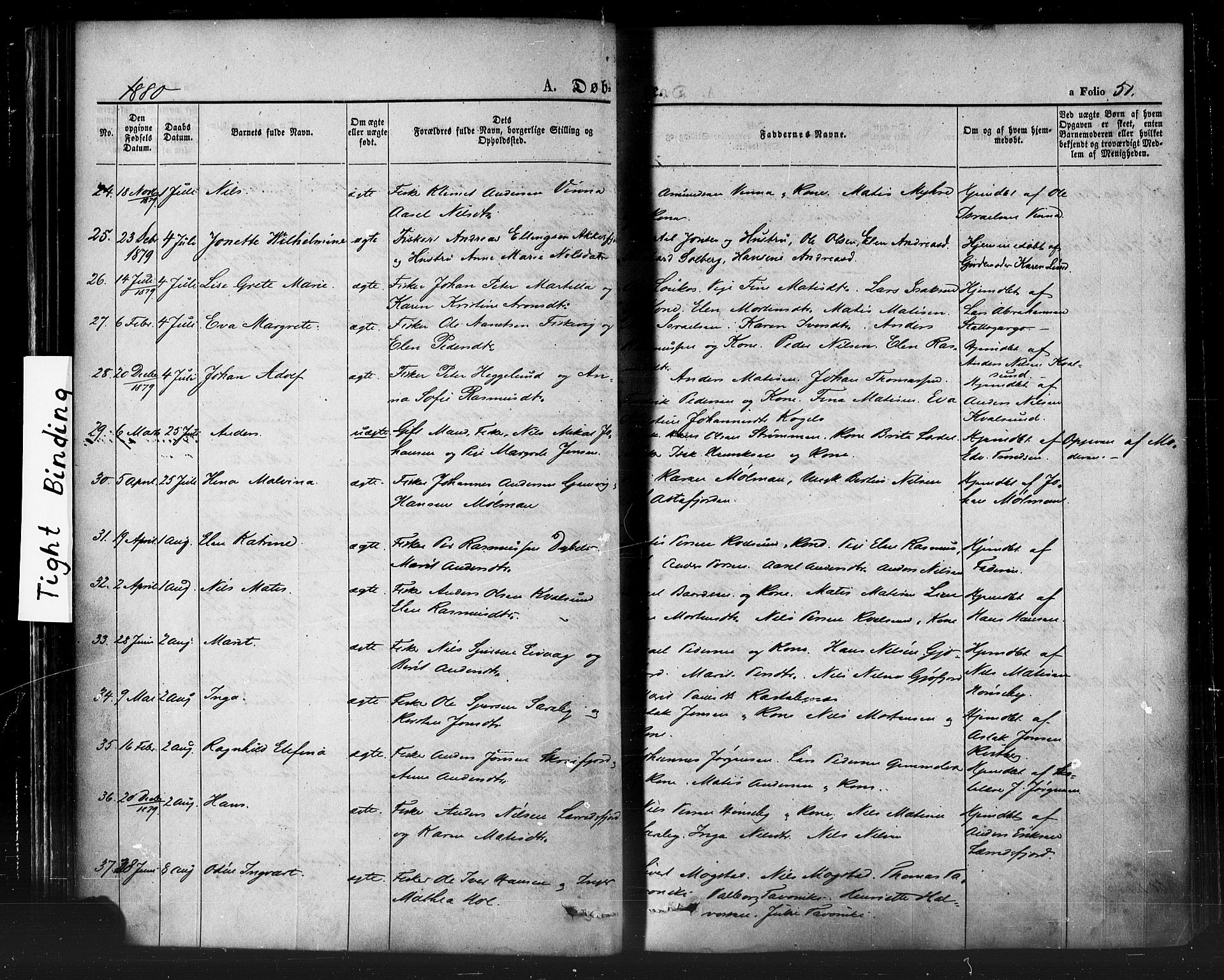 Hammerfest sokneprestkontor, AV/SATØ-S-1347/H/Ha/L0007.kirke: Parish register (official) no. 7, 1869-1884, p. 51