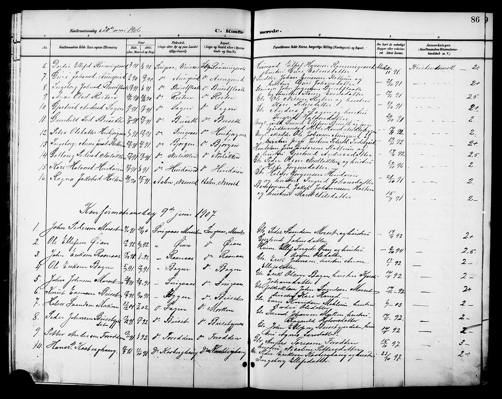 Ministerialprotokoller, klokkerbøker og fødselsregistre - Sør-Trøndelag, SAT/A-1456/688/L1029: Parish register (copy) no. 688C04, 1899-1915, p. 86