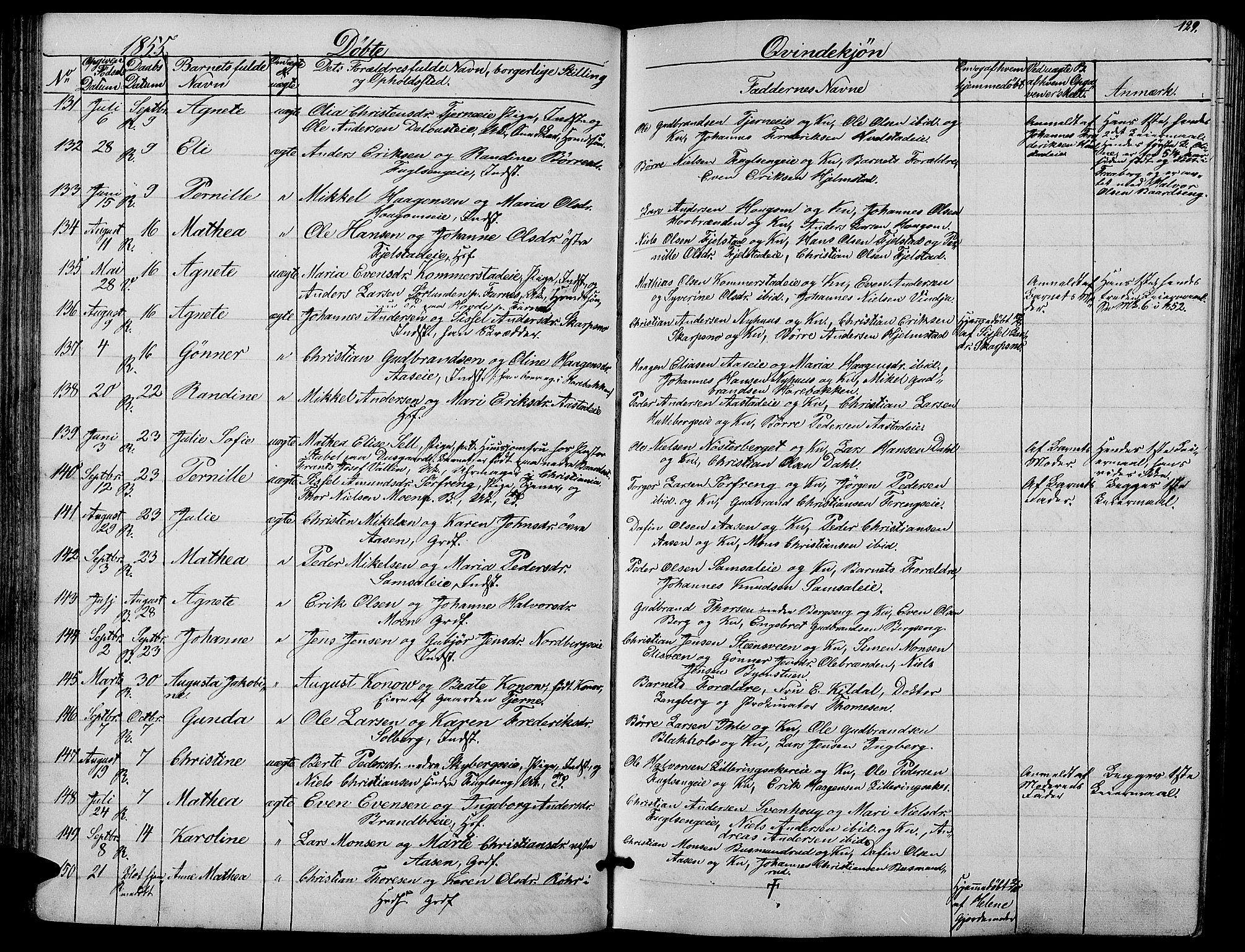 Ringsaker prestekontor, SAH/PREST-014/L/La/L0006: Parish register (copy) no. 6, 1851-1860, p. 129