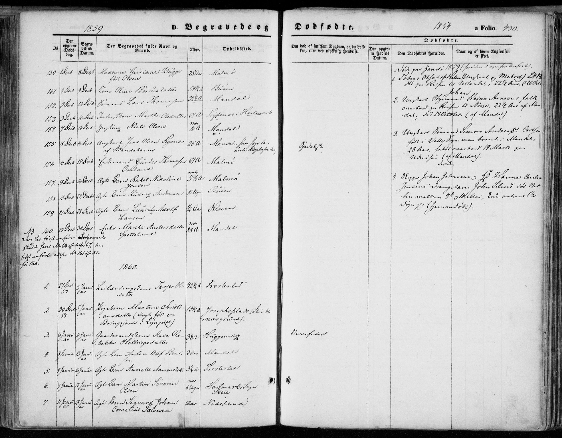 Mandal sokneprestkontor, SAK/1111-0030/F/Fa/Faa/L0014: Parish register (official) no. A 14, 1859-1872, p. 430
