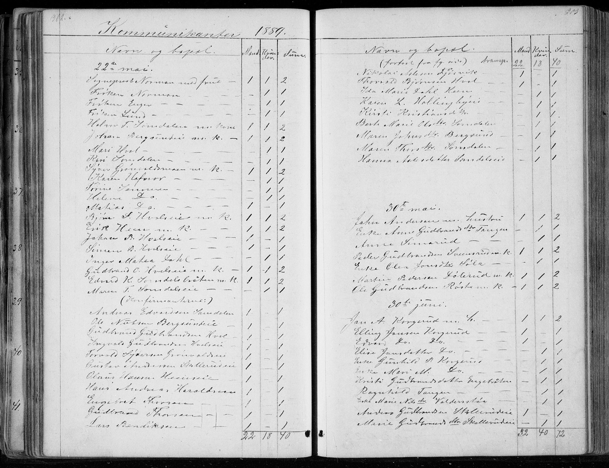 Ådal kirkebøker, SAKO/A-248/G/Gc/L0001: Parish register (copy) no. III 1, 1862-1898, p. 302-303