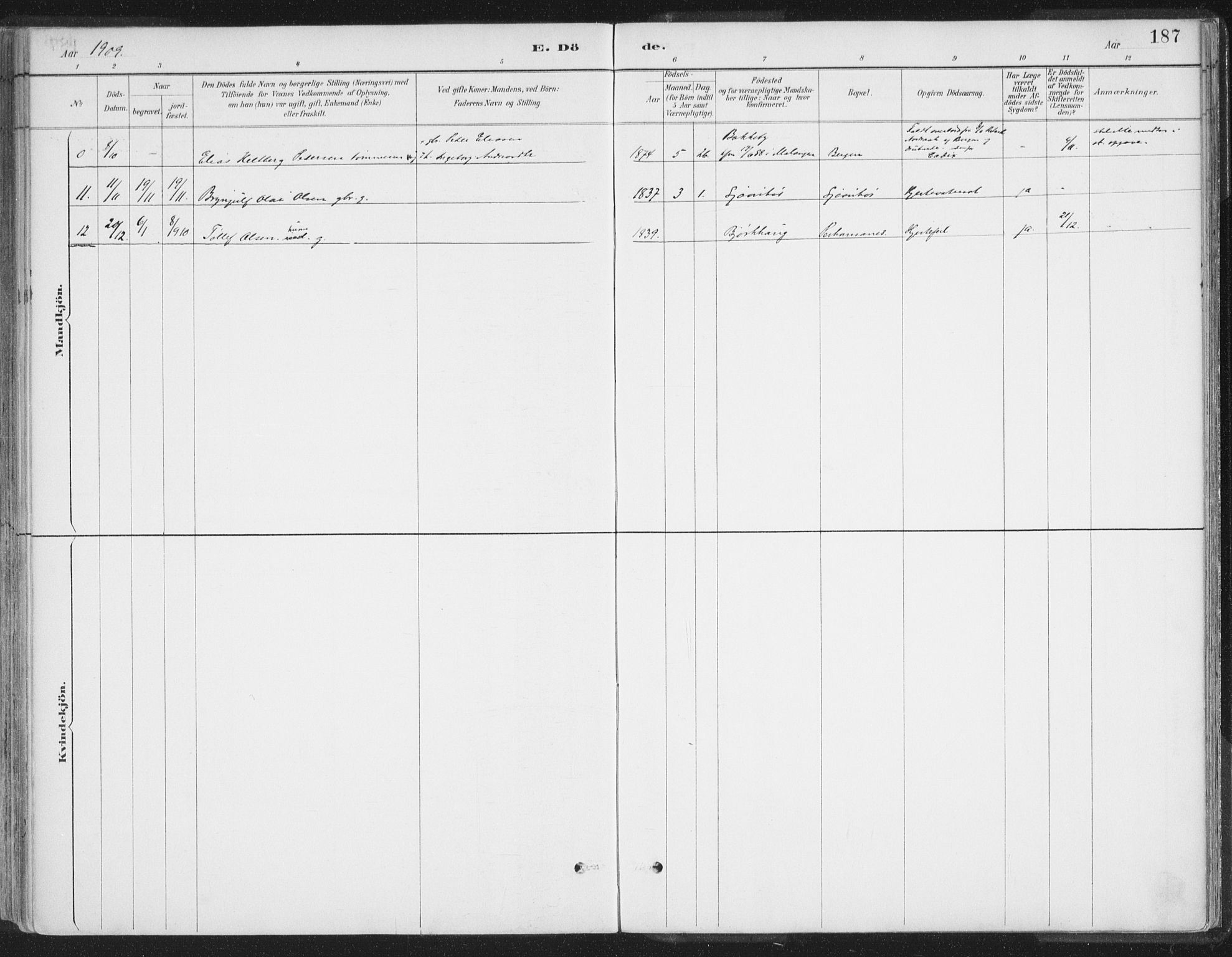 Balsfjord sokneprestembete, SATØ/S-1303/G/Ga/L0007kirke: Parish register (official) no. 7, 1887-1909, p. 187
