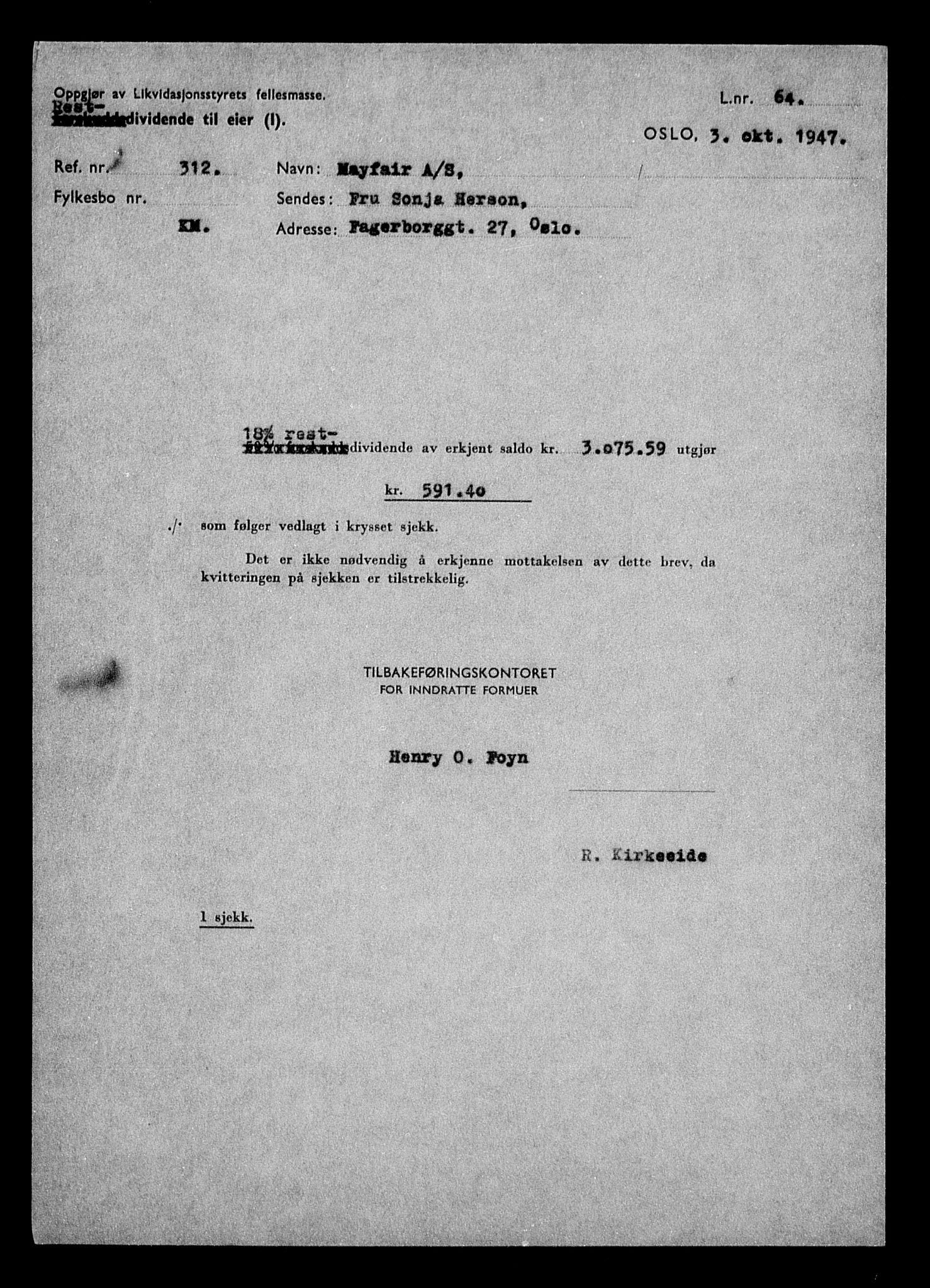 Justisdepartementet, Tilbakeføringskontoret for inndratte formuer, AV/RA-S-1564/H/Hc/Hcc/L0962: --, 1945-1947, p. 744