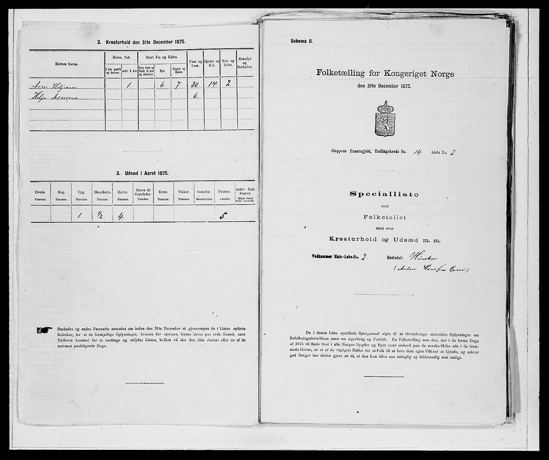 SAB, 1875 Census for 1445P Gloppen, 1875, p. 1440