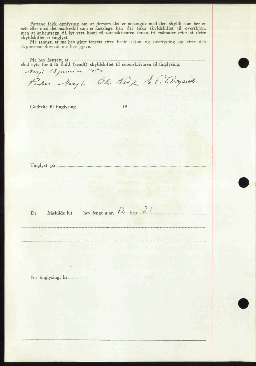 Romsdal sorenskriveri, AV/SAT-A-4149/1/2/2C: Mortgage book no. A32, 1950-1950, Diary no: : 238/1950