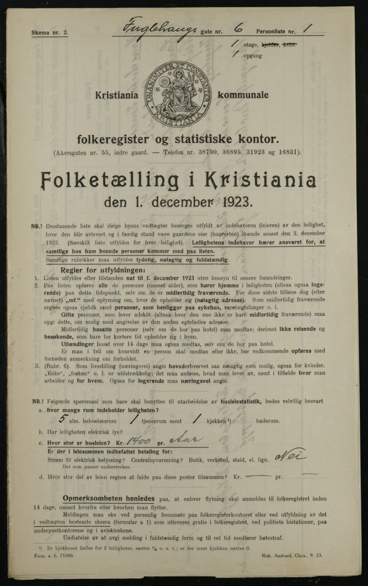 OBA, Municipal Census 1923 for Kristiania, 1923, p. 31870