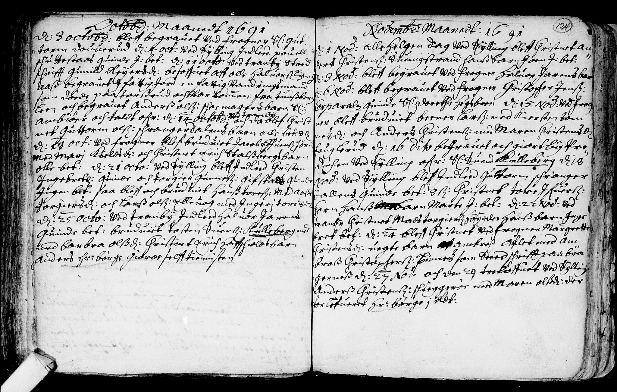 Lier kirkebøker, AV/SAKO-A-230/F/Fa/L0001: Parish register (official) no. I 1, 1672-1701, p. 124