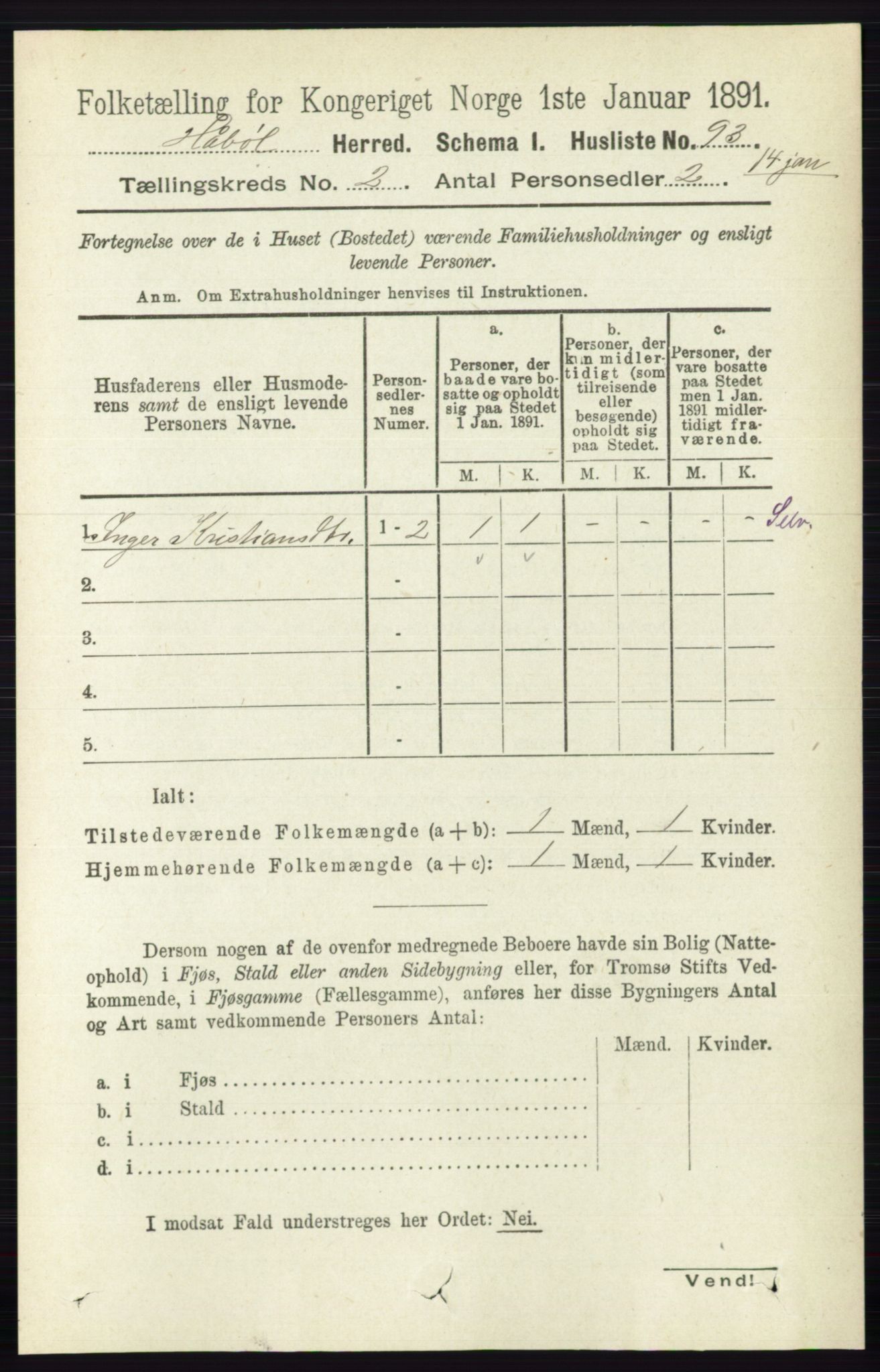 RA, 1891 census for 0138 Hobøl, 1891, p. 1025