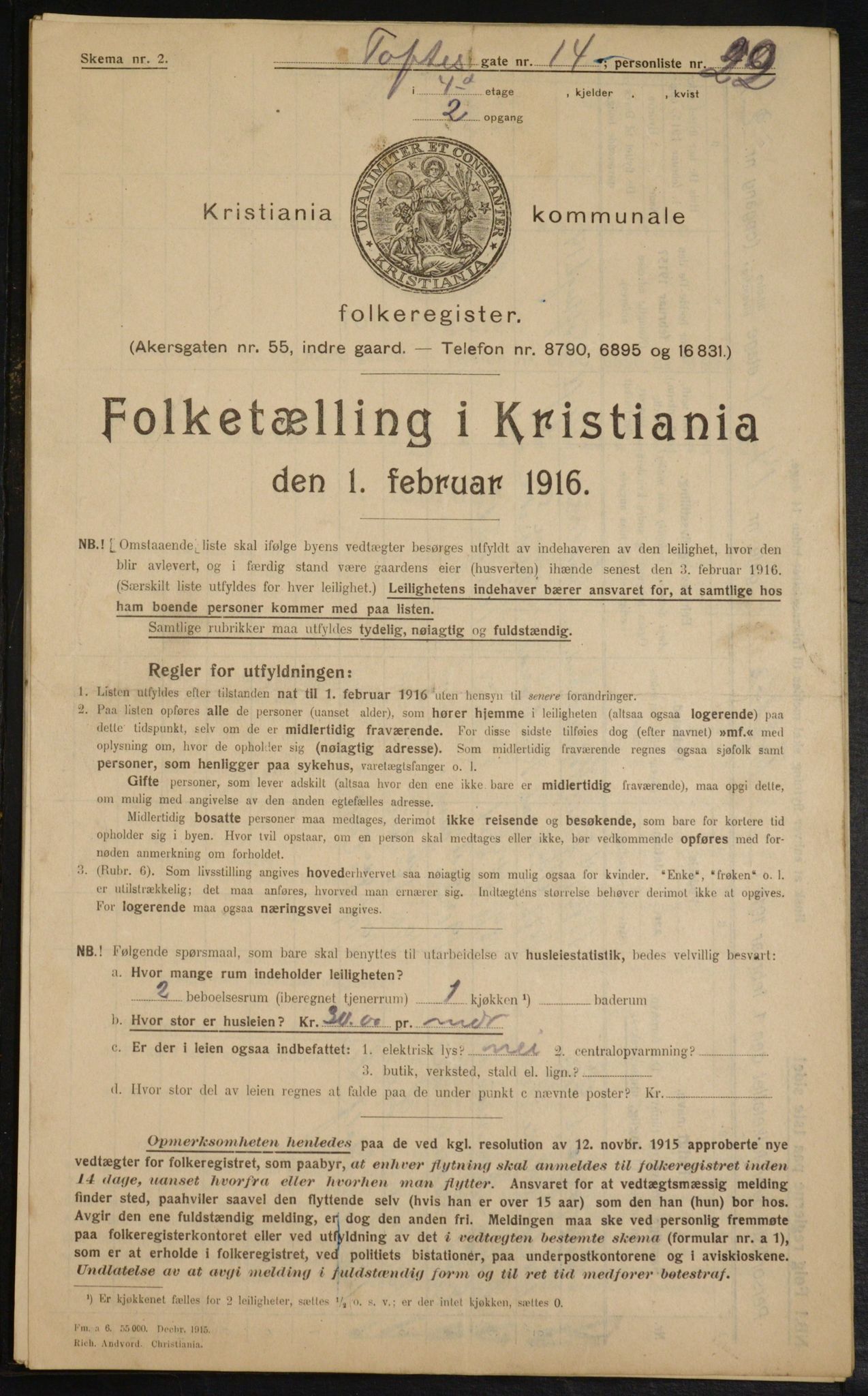 OBA, Municipal Census 1916 for Kristiania, 1916, p. 114781