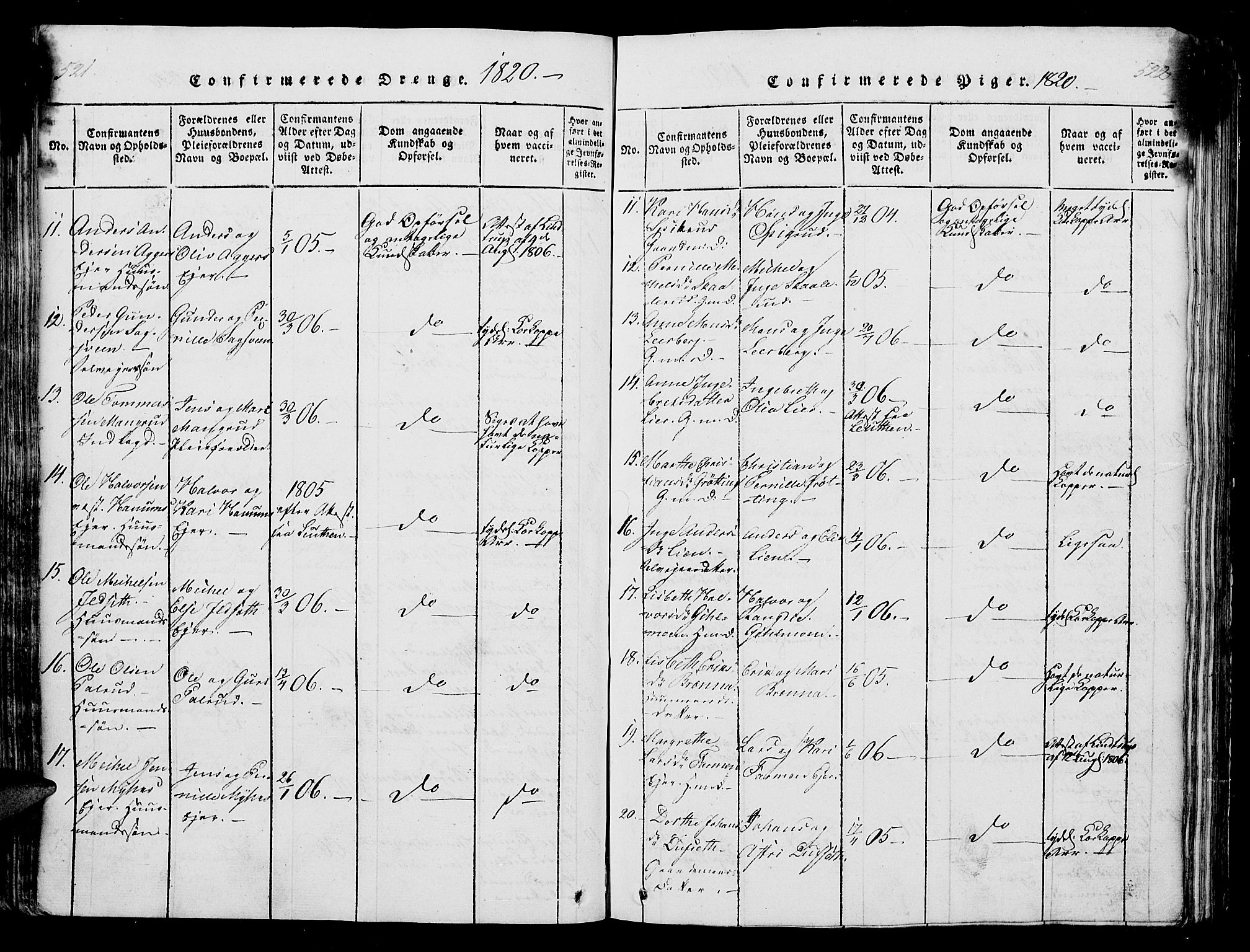 Vang prestekontor, Hedmark, AV/SAH-PREST-008/H/Ha/Hab/L0004: Parish register (copy) no. 4, 1813-1827, p. 521-522