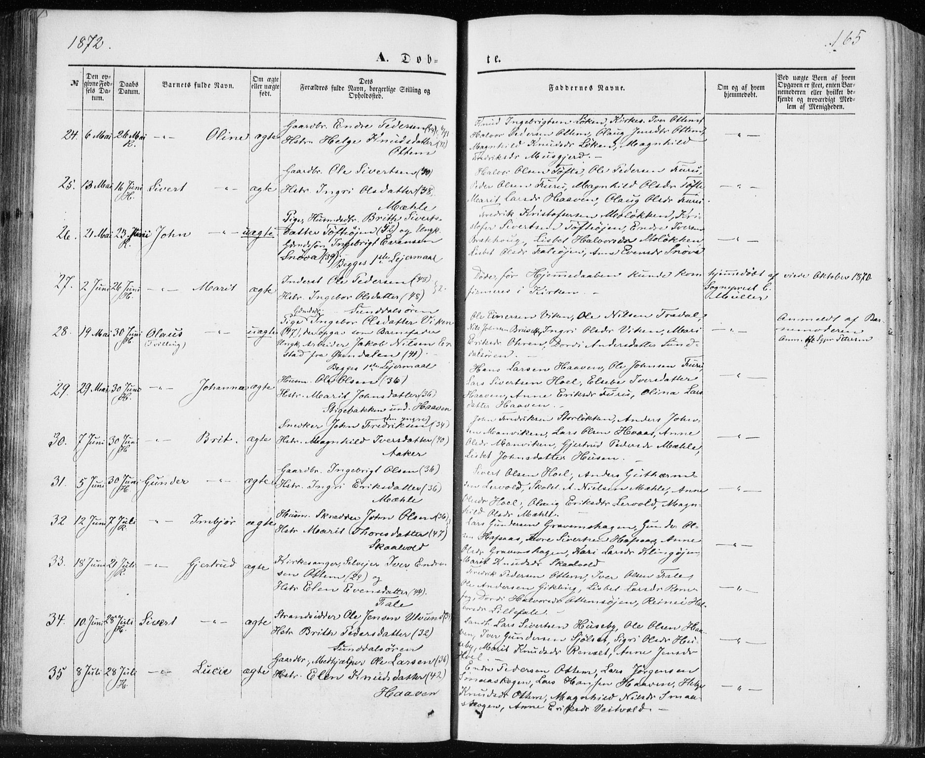 Ministerialprotokoller, klokkerbøker og fødselsregistre - Møre og Romsdal, AV/SAT-A-1454/590/L1013: Parish register (official) no. 590A05, 1847-1877, p. 165