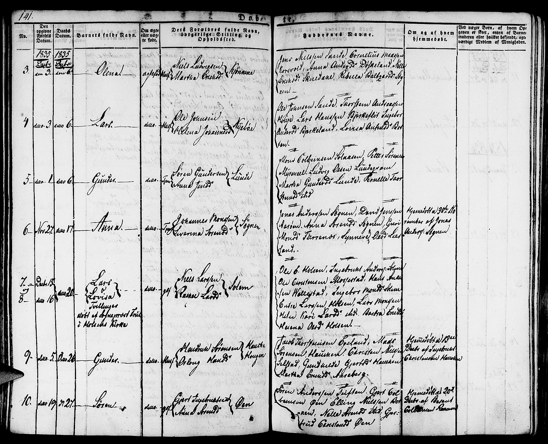 Gaular sokneprestembete, SAB/A-80001/H/Haa: Parish register (official) no. A 3, 1821-1840, p. 141