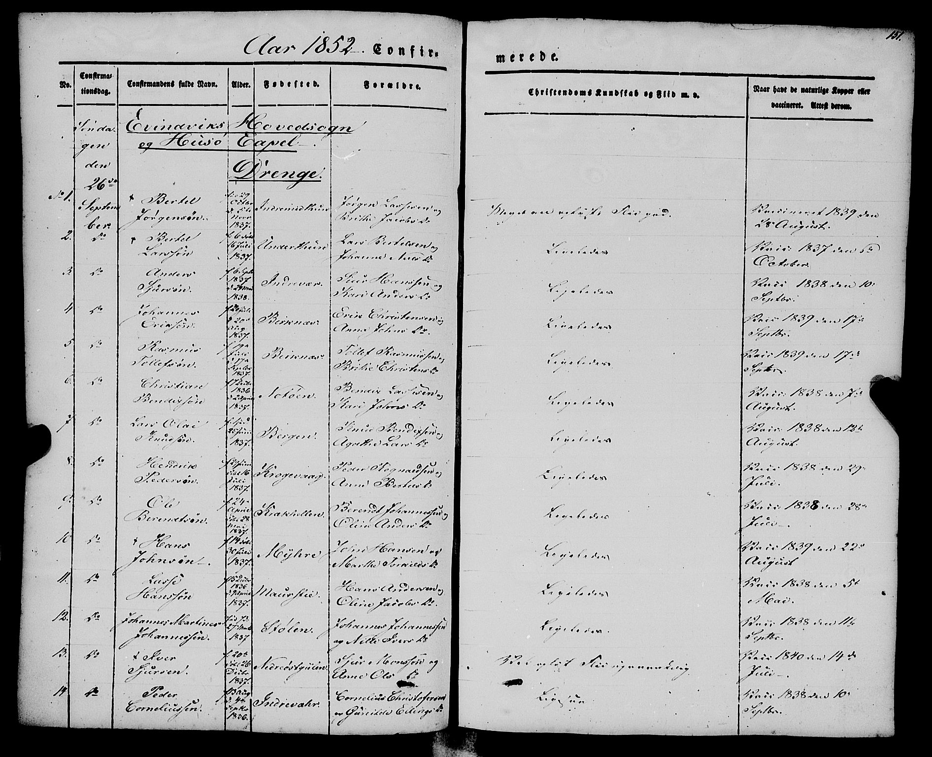 Gulen sokneprestembete, AV/SAB-A-80201/H/Haa/Haaa/L0021: Parish register (official) no. A 21, 1848-1858, p. 151