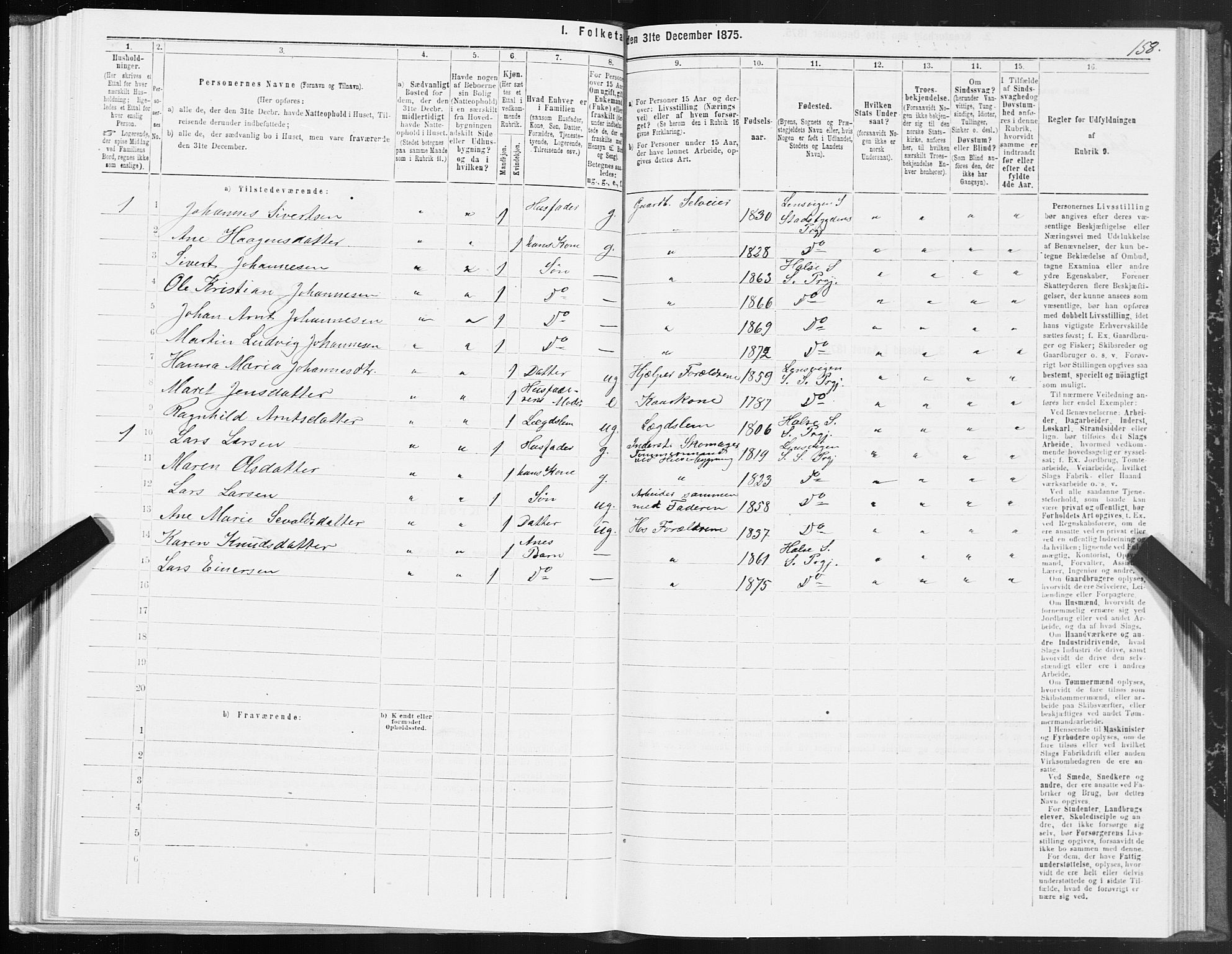 SAT, 1875 census for 1564P Stangvik, 1875, p. 4158