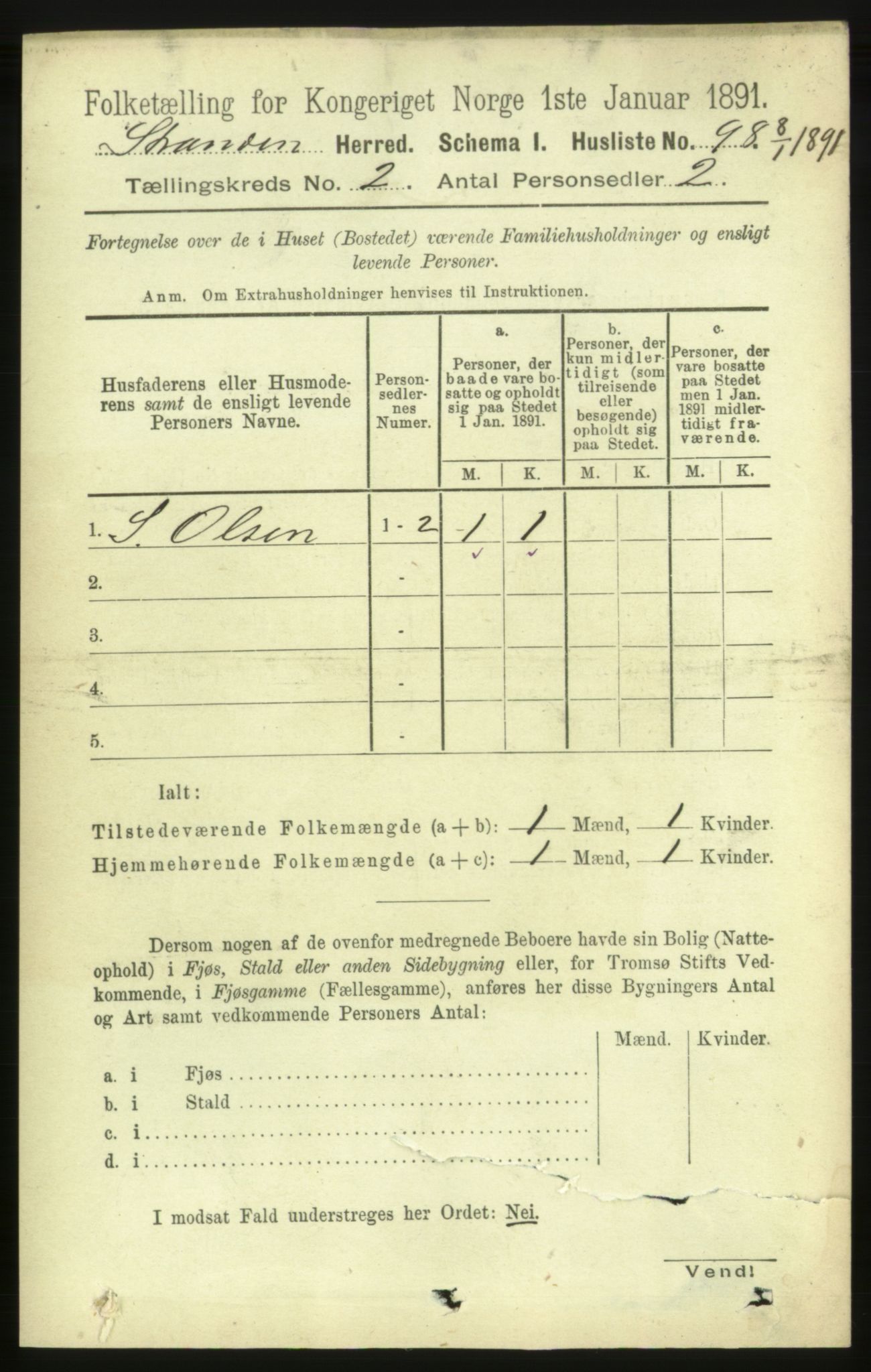 RA, 1891 census for 1525 Stranda, 1891, p. 294