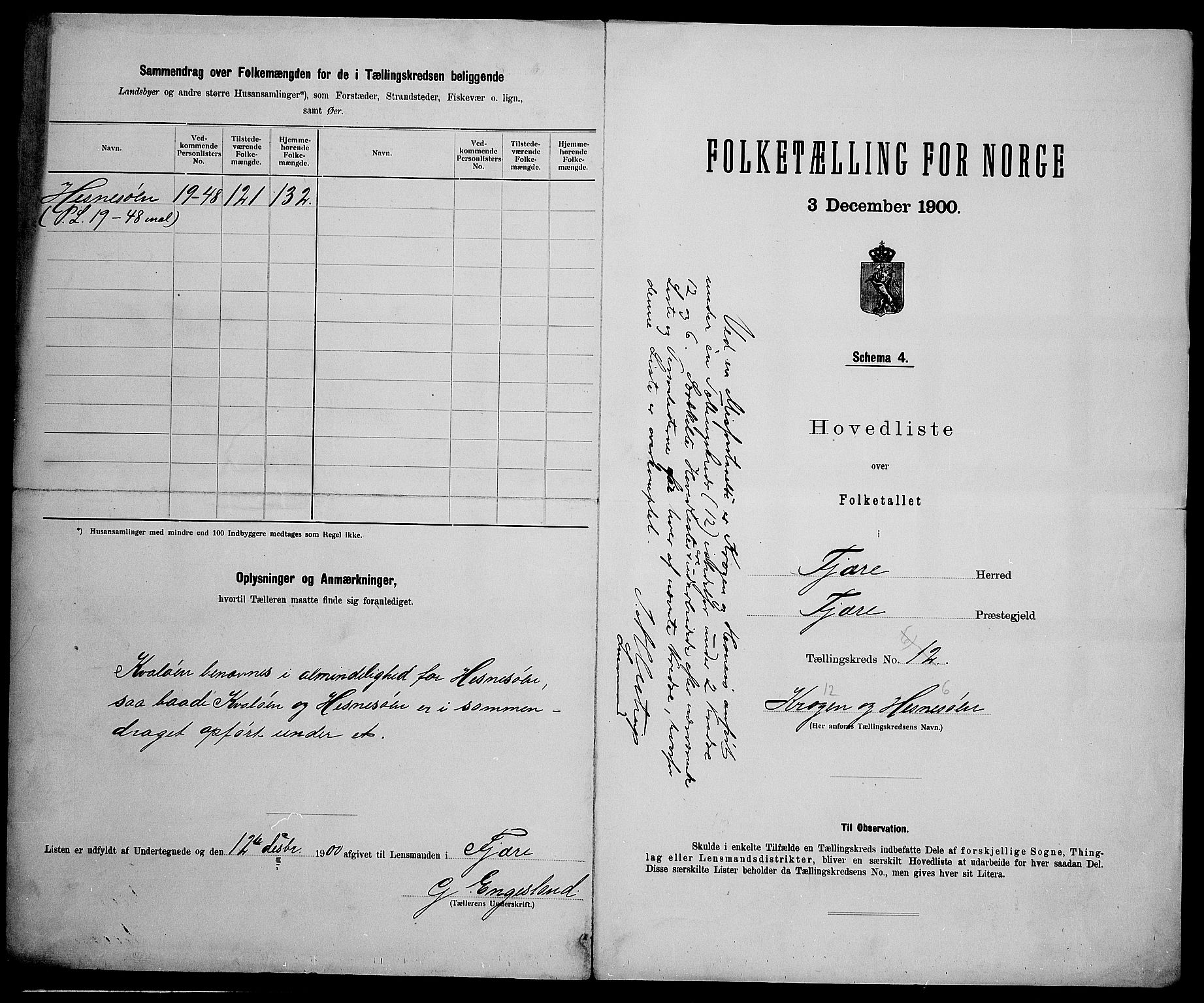 SAK, 1900 census for Fjære, 1900, p. 49