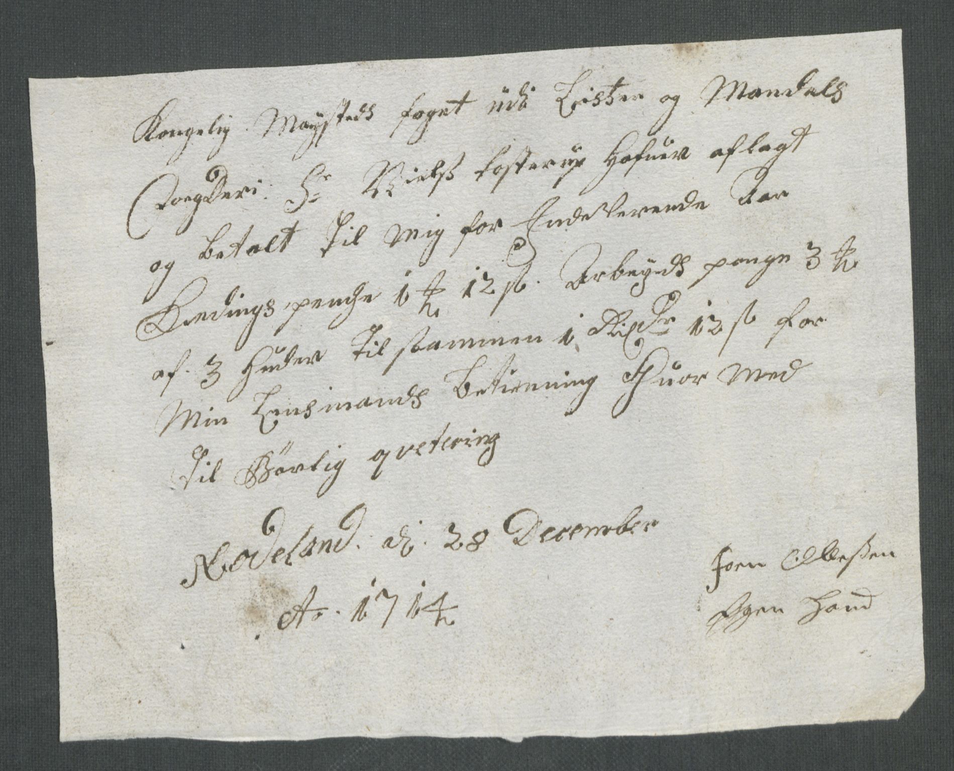 Rentekammeret inntil 1814, Reviderte regnskaper, Fogderegnskap, AV/RA-EA-4092/R43/L2558: Fogderegnskap Lista og Mandal, 1714, p. 142